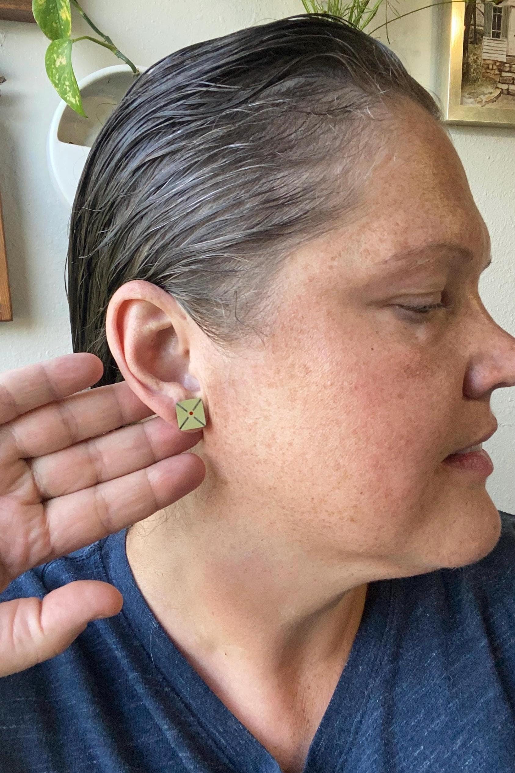 Vintage Recycled Tin Earrings, Stud Earrings