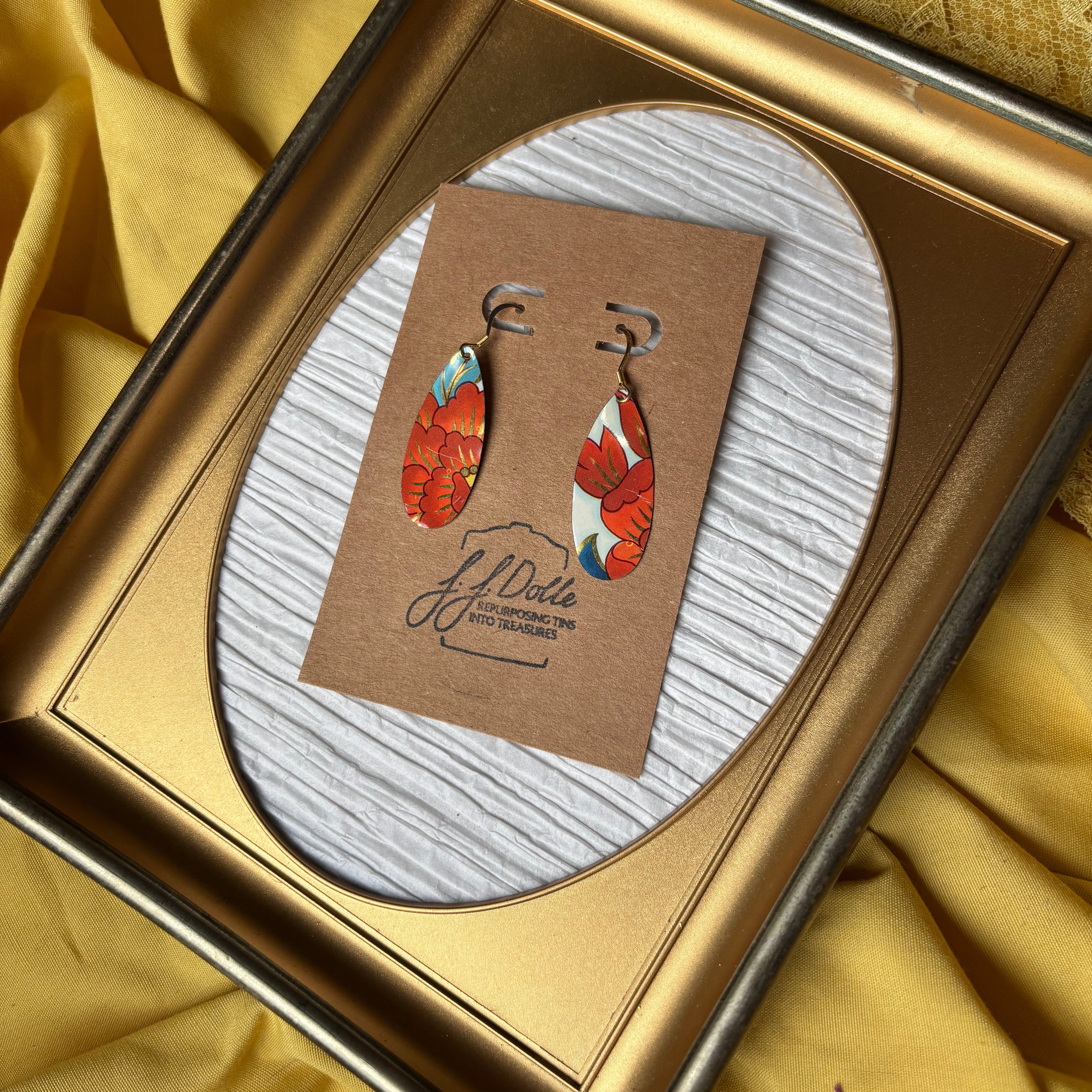 Vintage Tin Earrings – Lightweight Floral Earrings