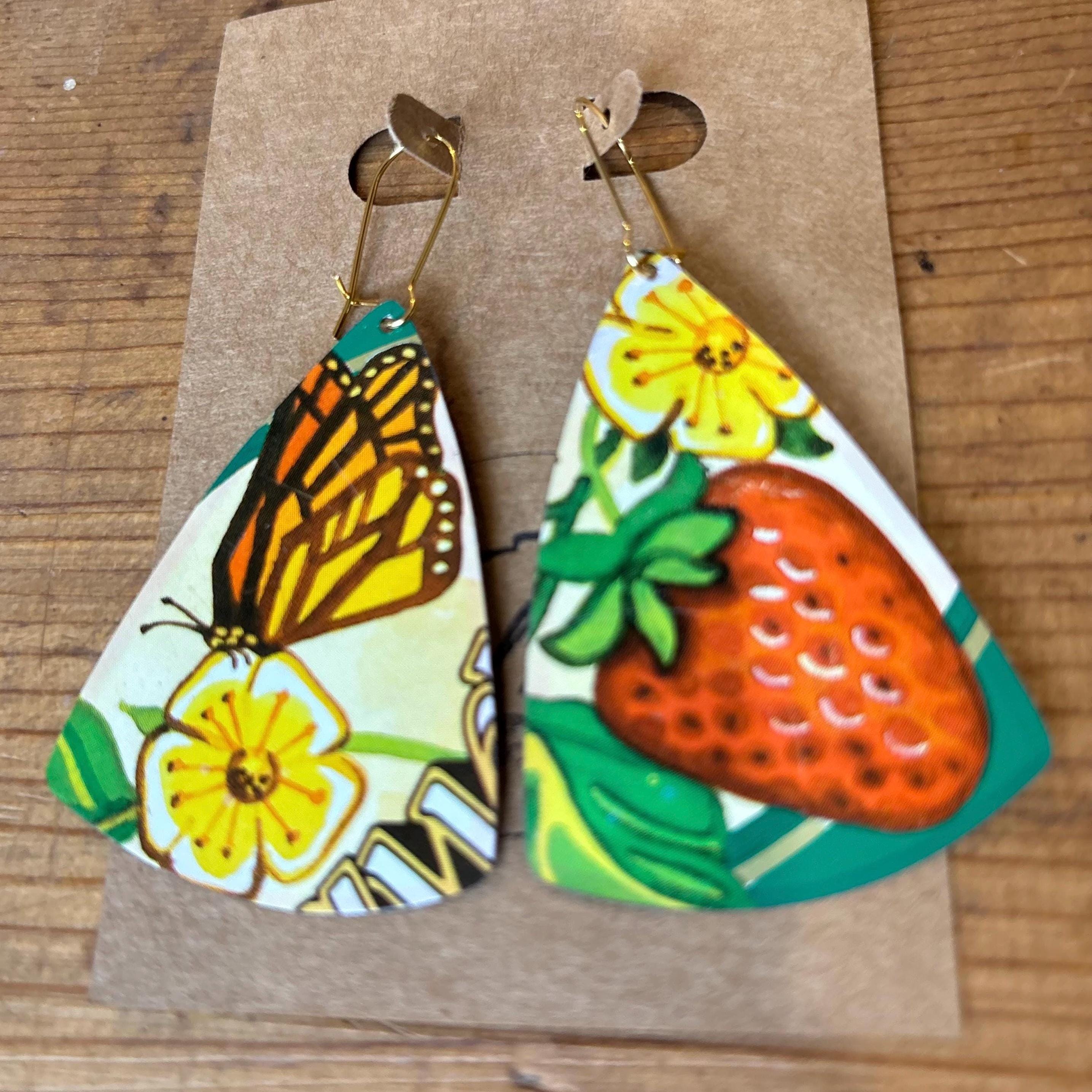 Eco-Friendly Earrings | Strawberry Vintage Tin Jewelry