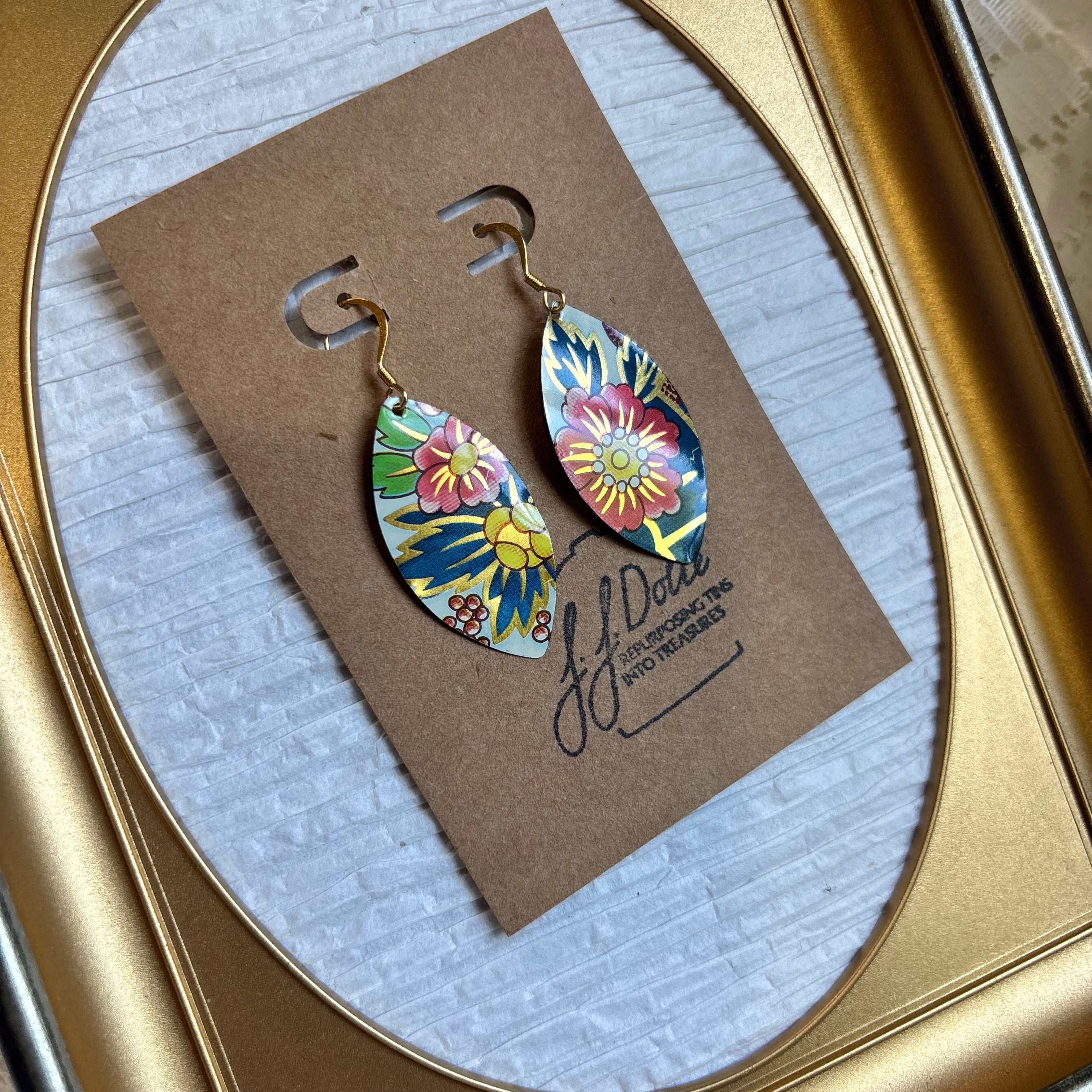 Vintage Tin Earrings – Lightweight Floral Earrings