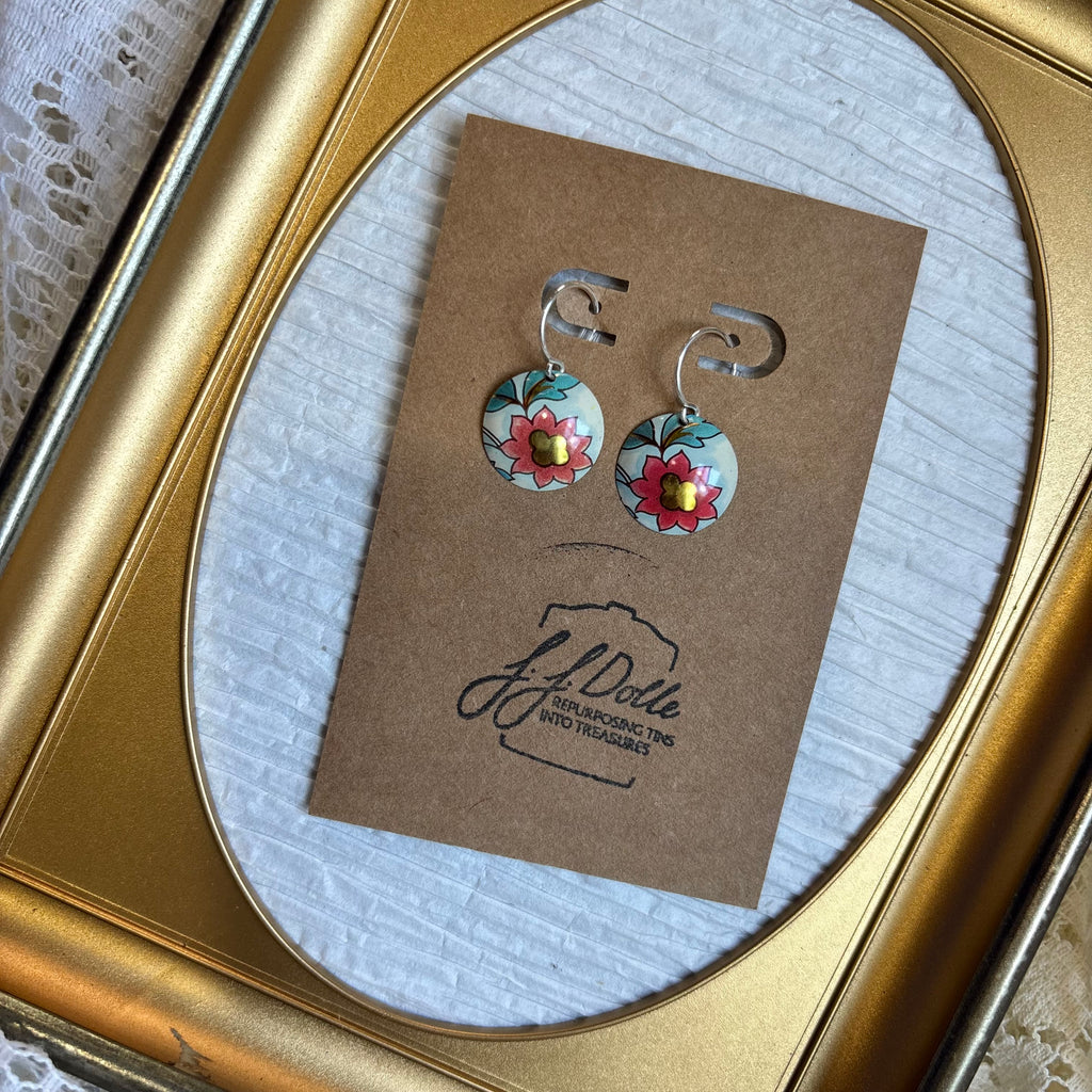 Vintage Tin Earrings – Lightweight Floral Earrings