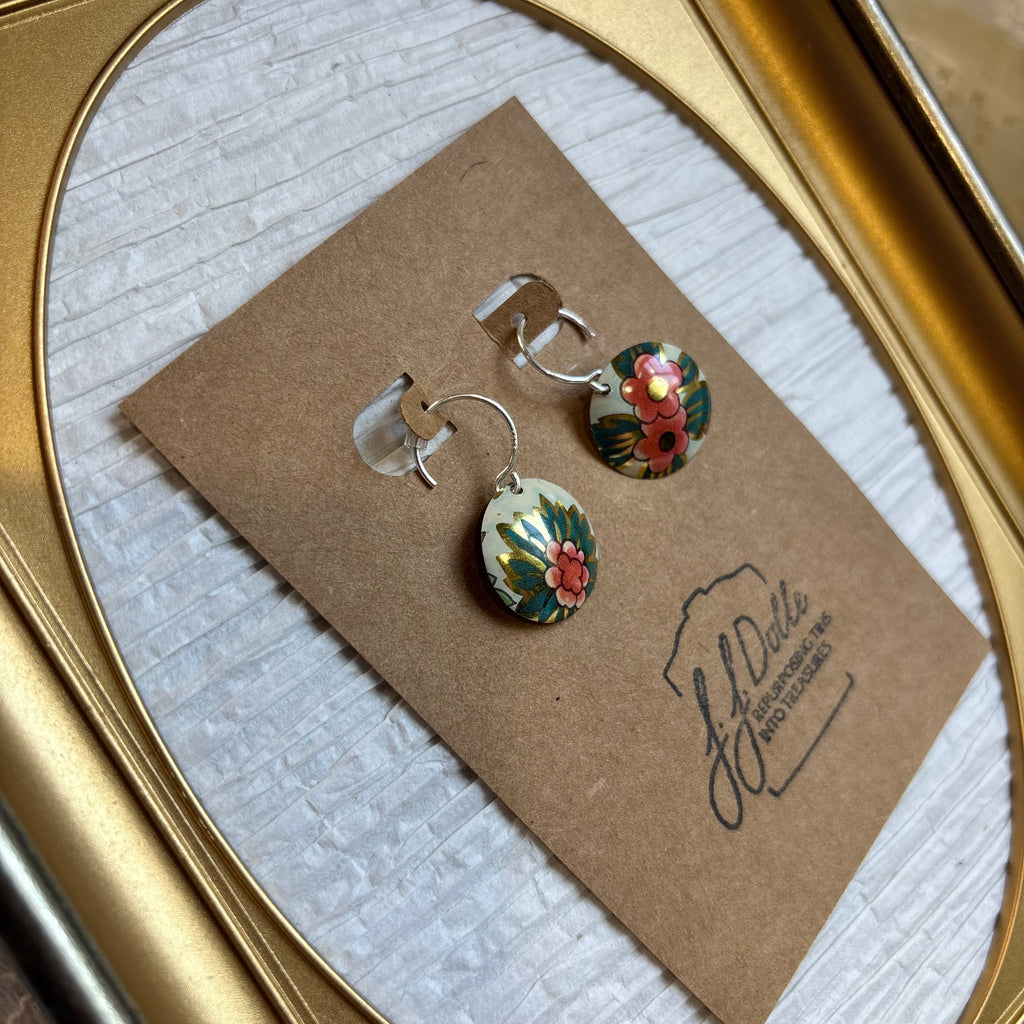Vintage Tin Earrings – Lightweight Floral Earrings