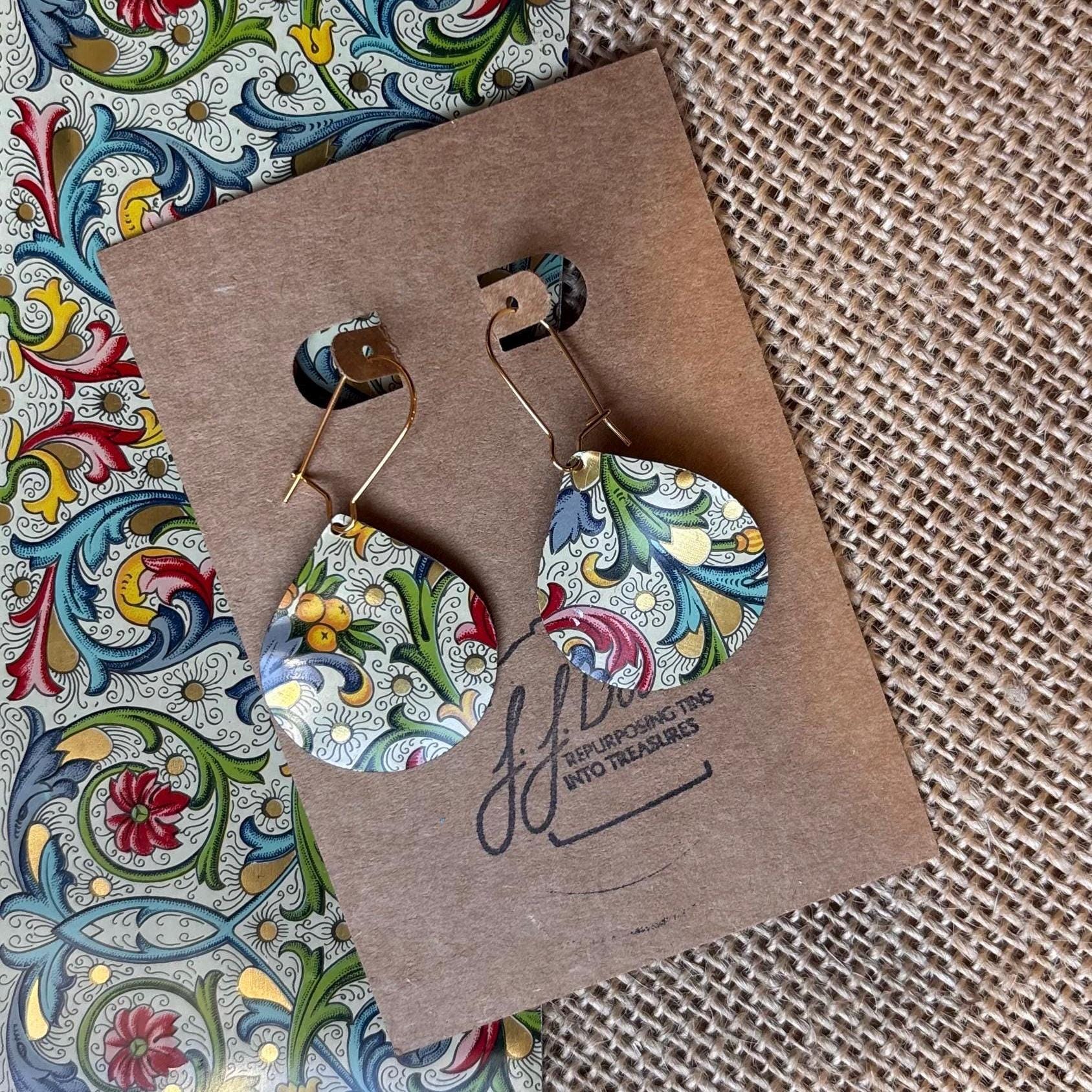 Eco-Friendly Earrings | Upcycled Vintage Tin Jewelry