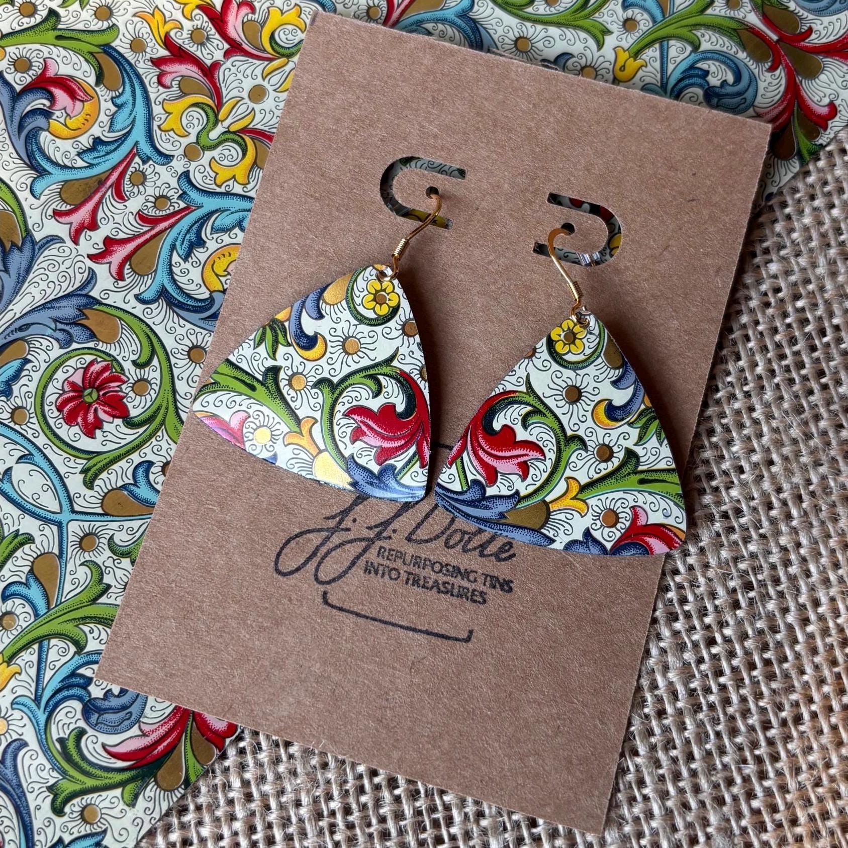 Eco-Friendly Earrings | Upcycled Vintage Tin Jewelry