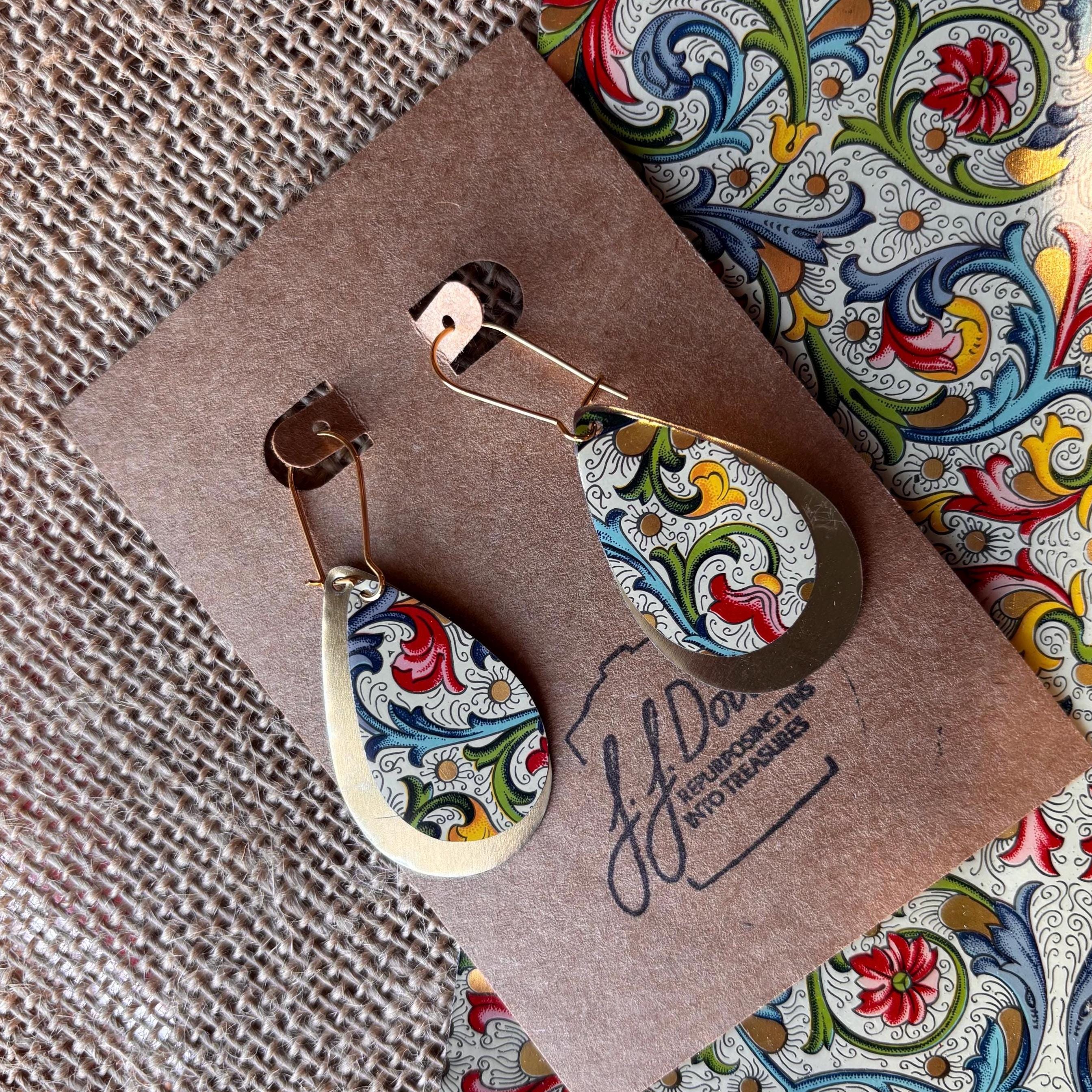 Eco-Friendly Earrings | Upcycled Vintage Tin Jewelry