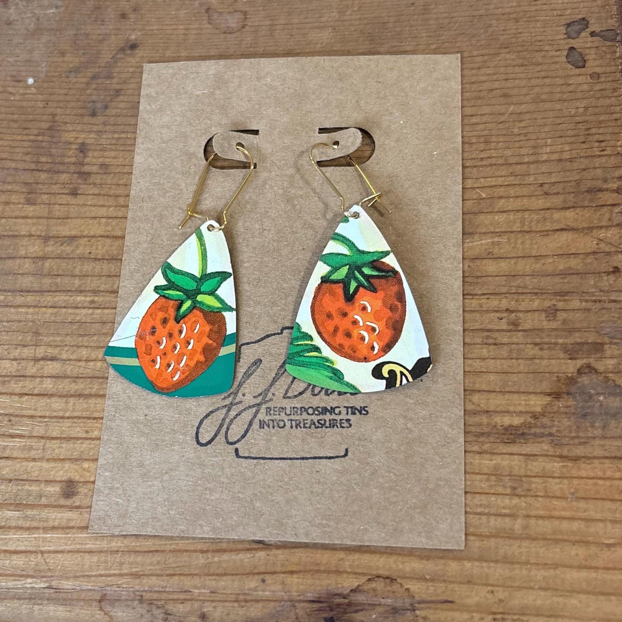 Eco-Friendly Earrings | Strawberry Vintage Tin Jewelry