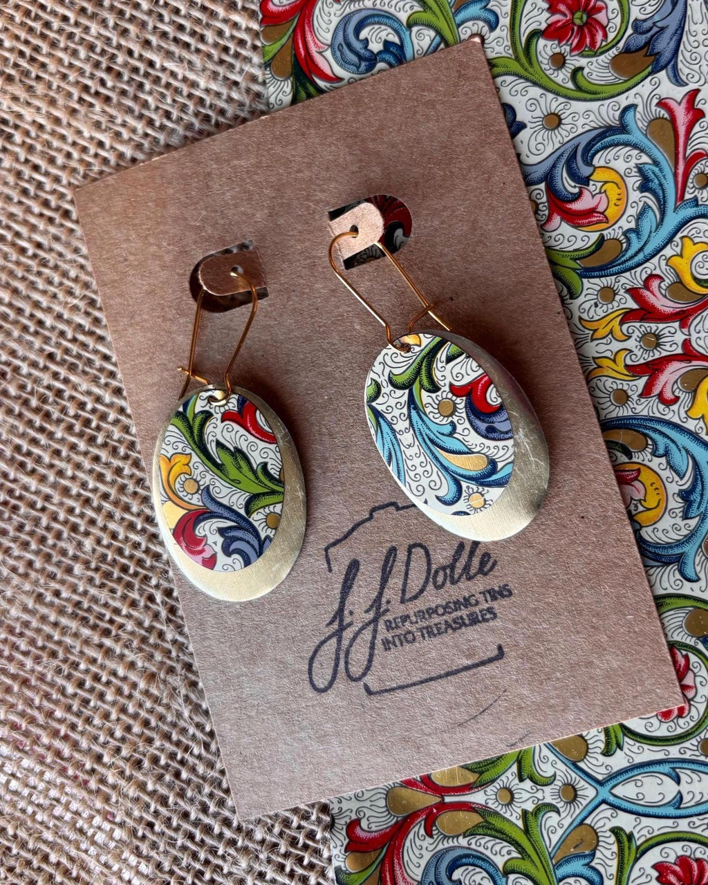 Eco-Friendly Earrings | Upcycled Vintage Tin Jewelry