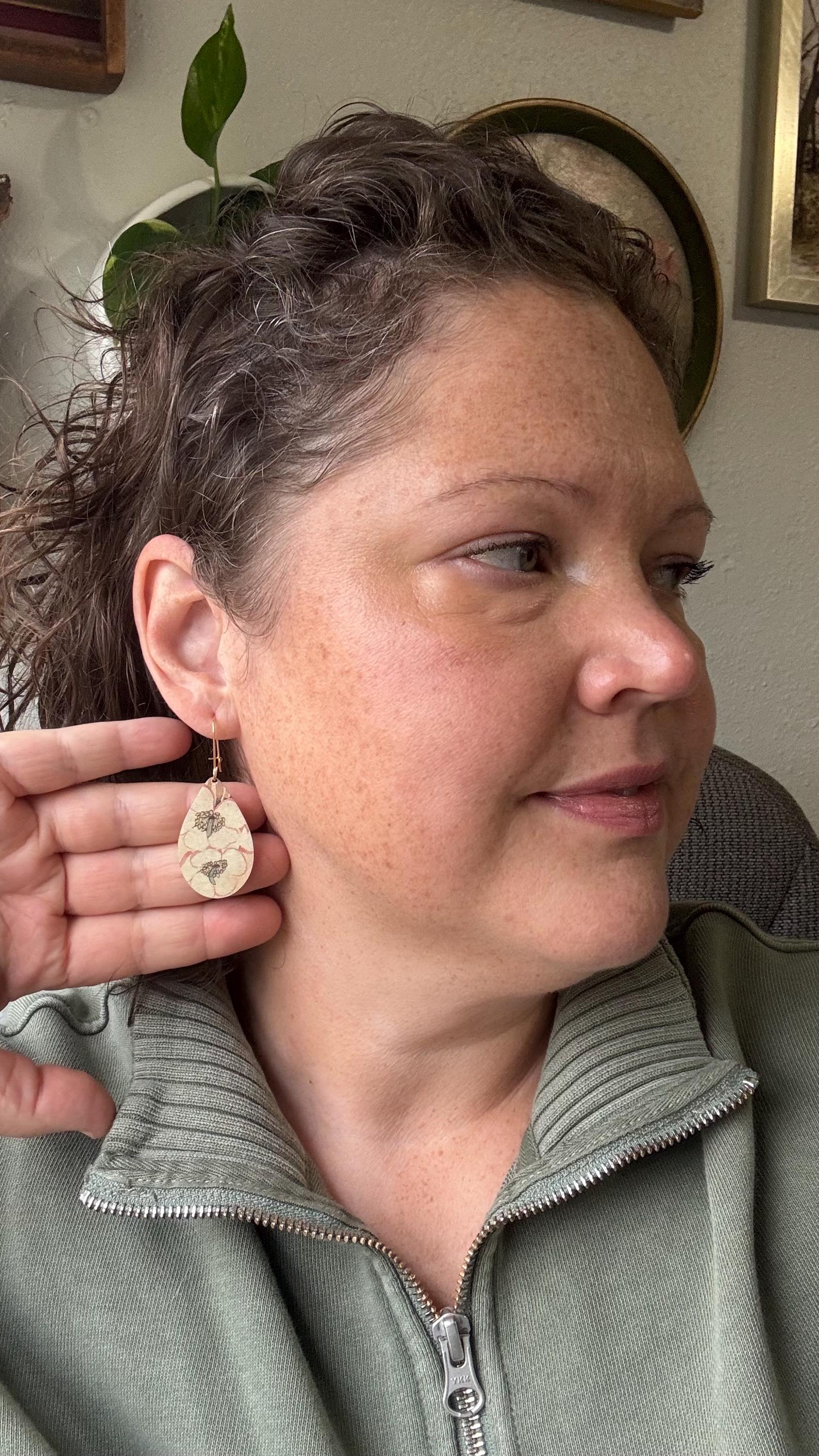 Eco-Friendly Earrings | Upcycled Vintage Tin Jewelry | Floral Jewelry