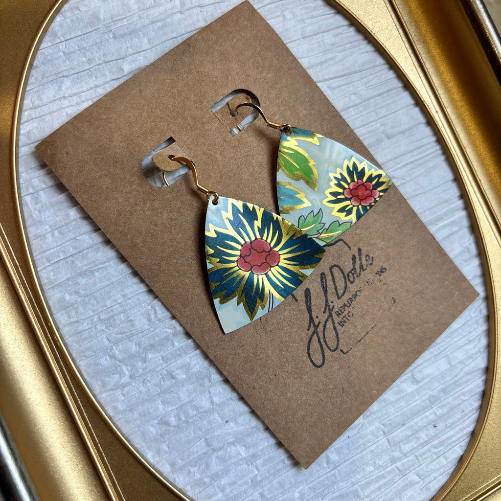 Vintage Tin Earrings – Lightweight Floral Earrings