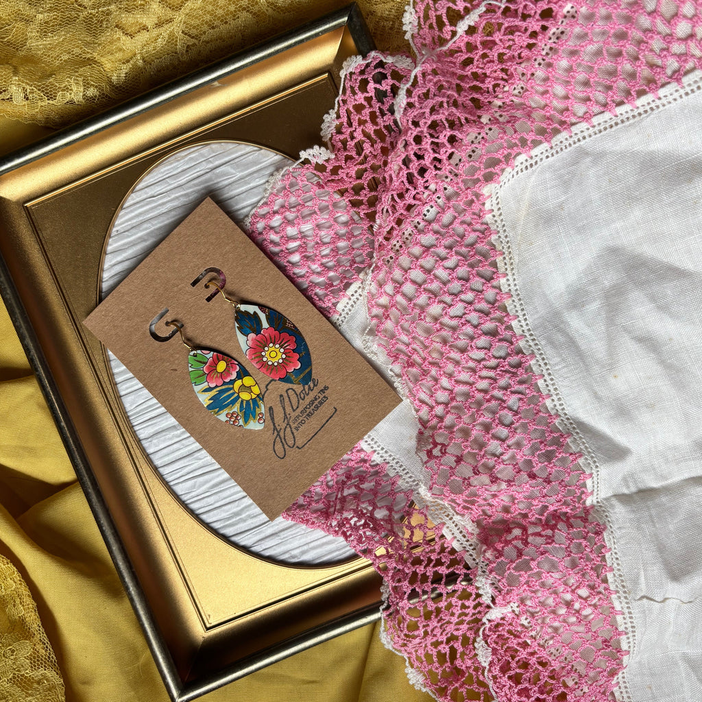 Vintage Tin Earrings – Lightweight Floral Earrings