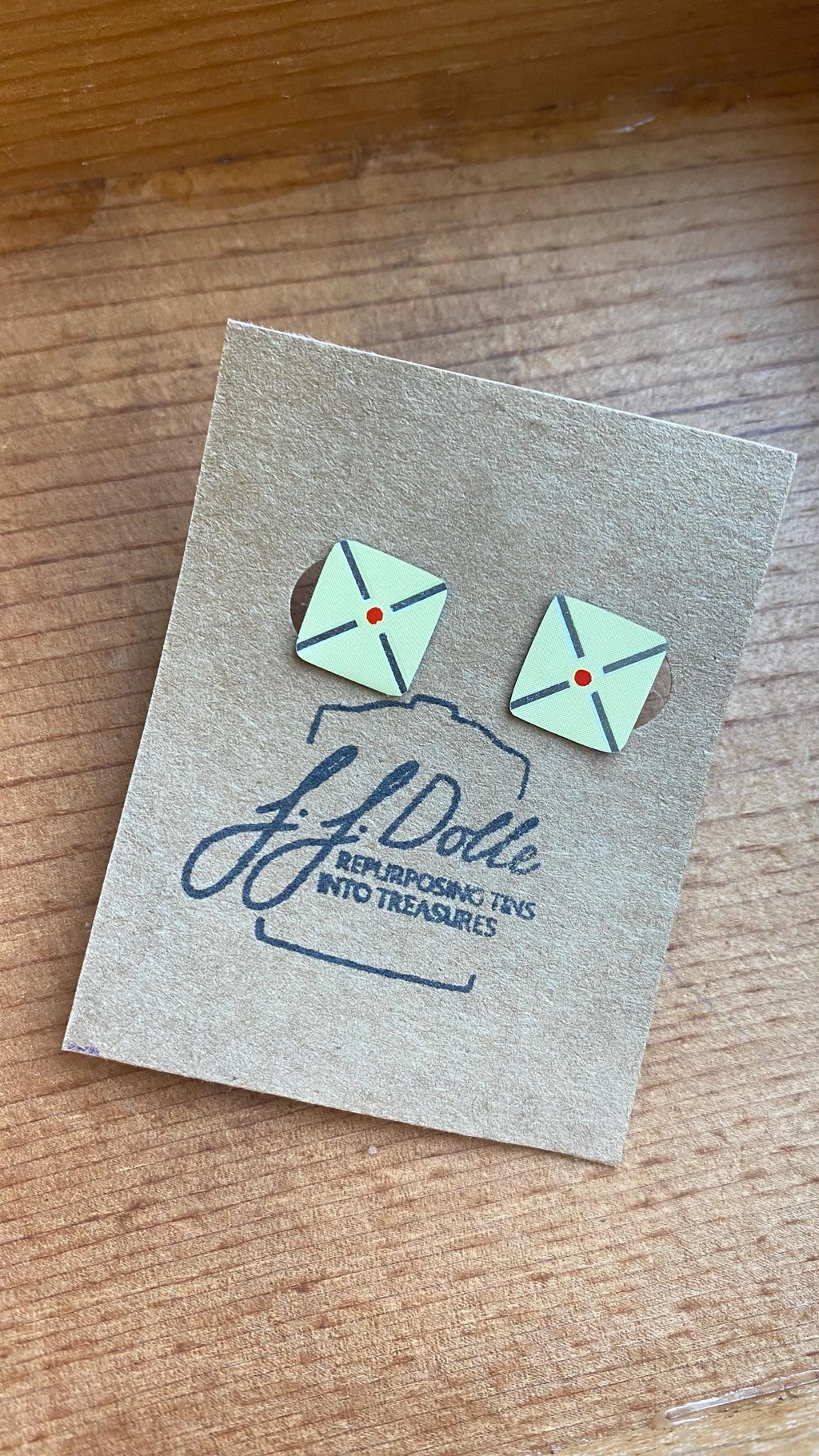 Vintage Recycled Tin Earrings, Stud Earrings