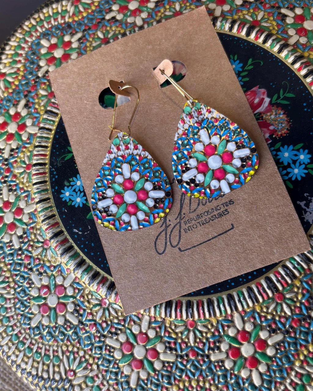 Eco-Friendly Earrings | Upcycled Vintage Tin Jewelry