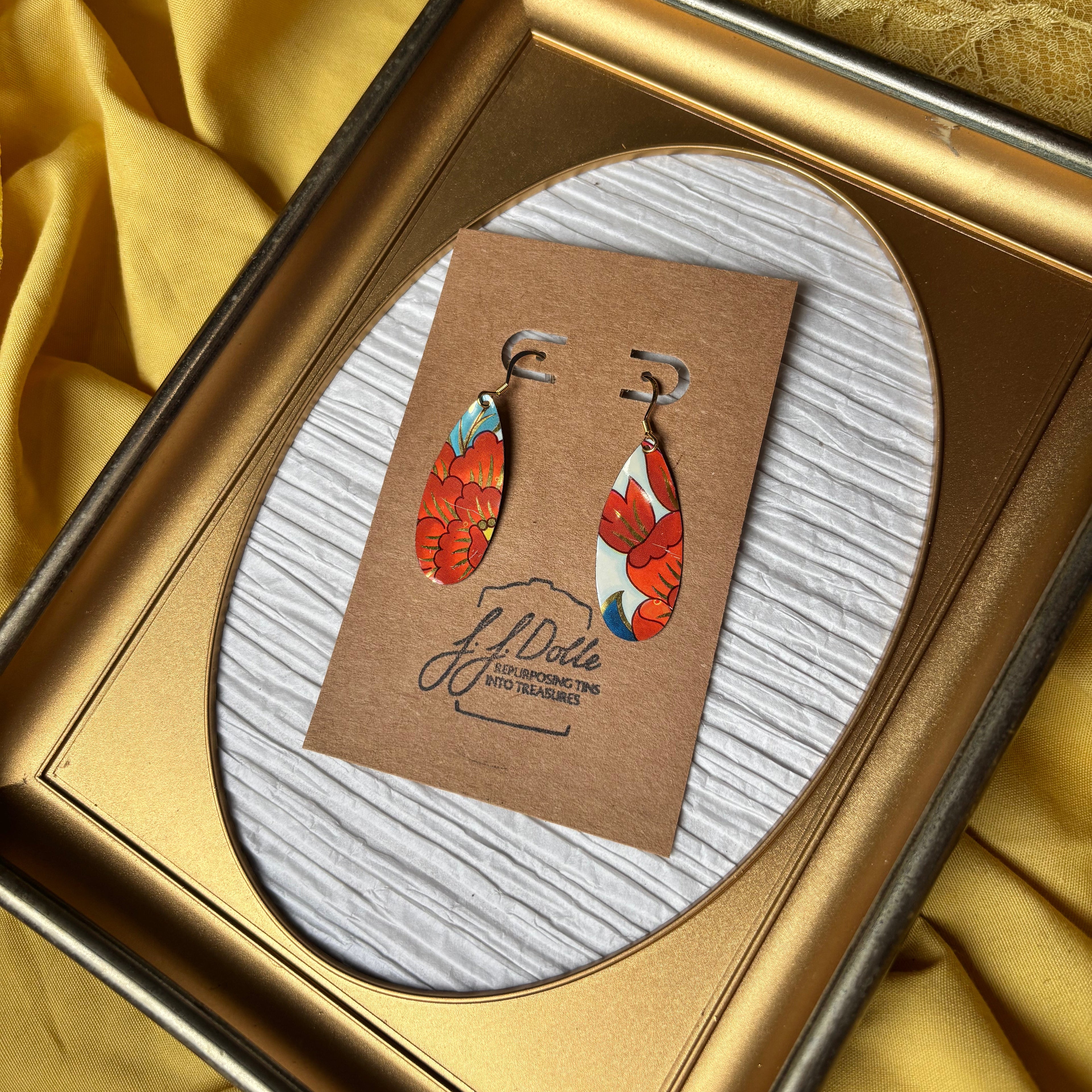 Vintage Tin Earrings – Lightweight Floral Earrings
