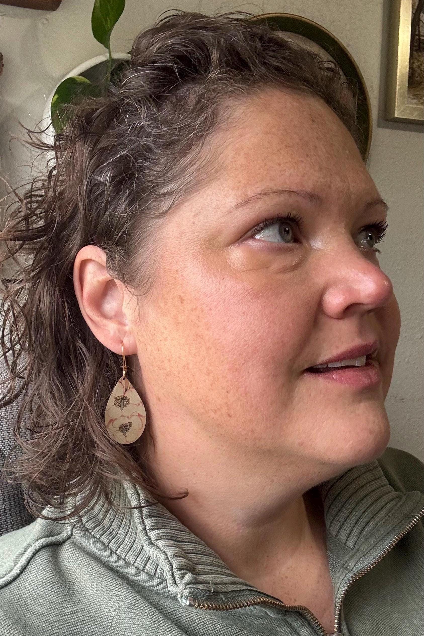 Eco-Friendly Earrings | Upcycled Vintage Tin Jewelry | Floral Jewelry