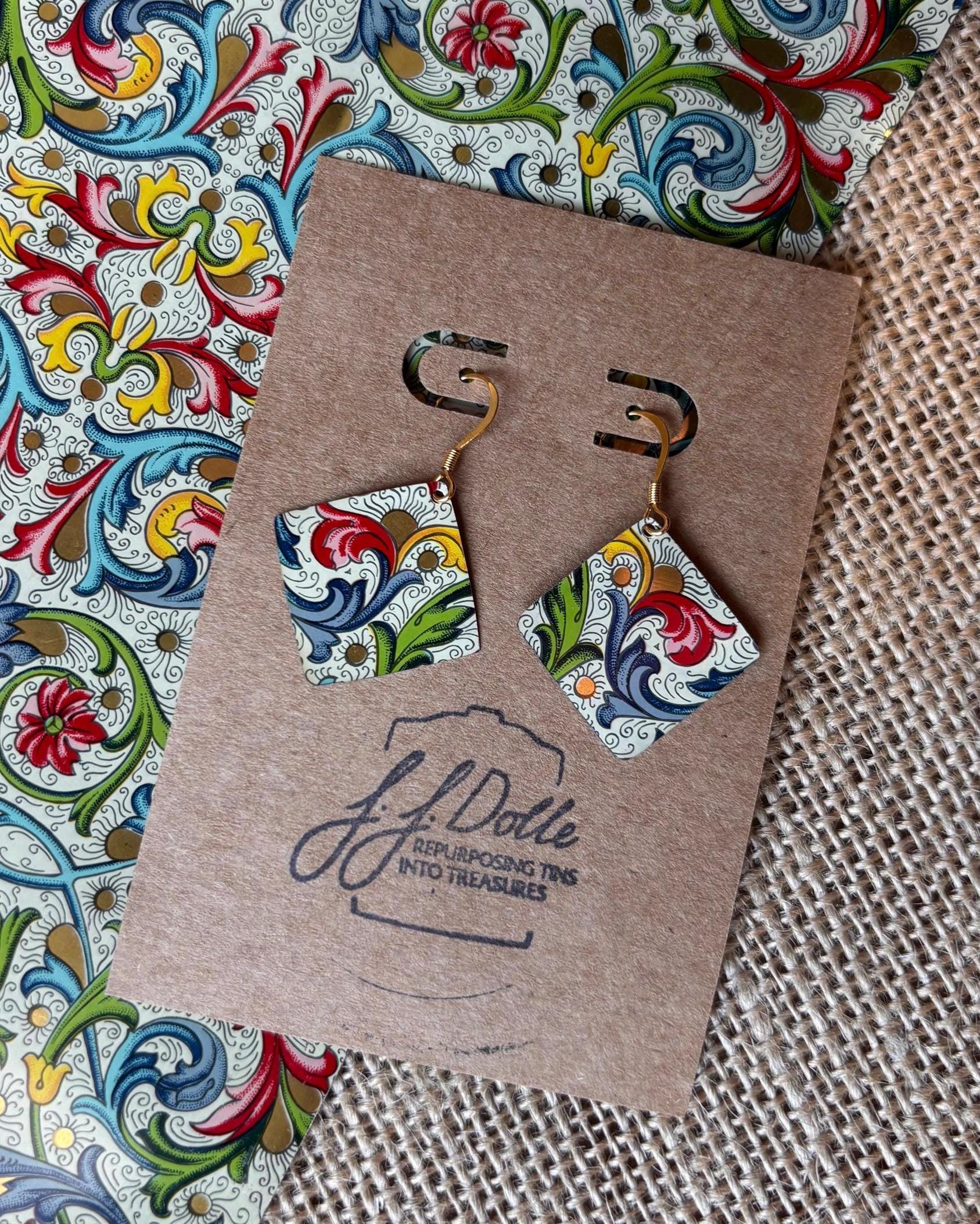 Eco-Friendly Earrings | Upcycled Vintage Tin Jewelry