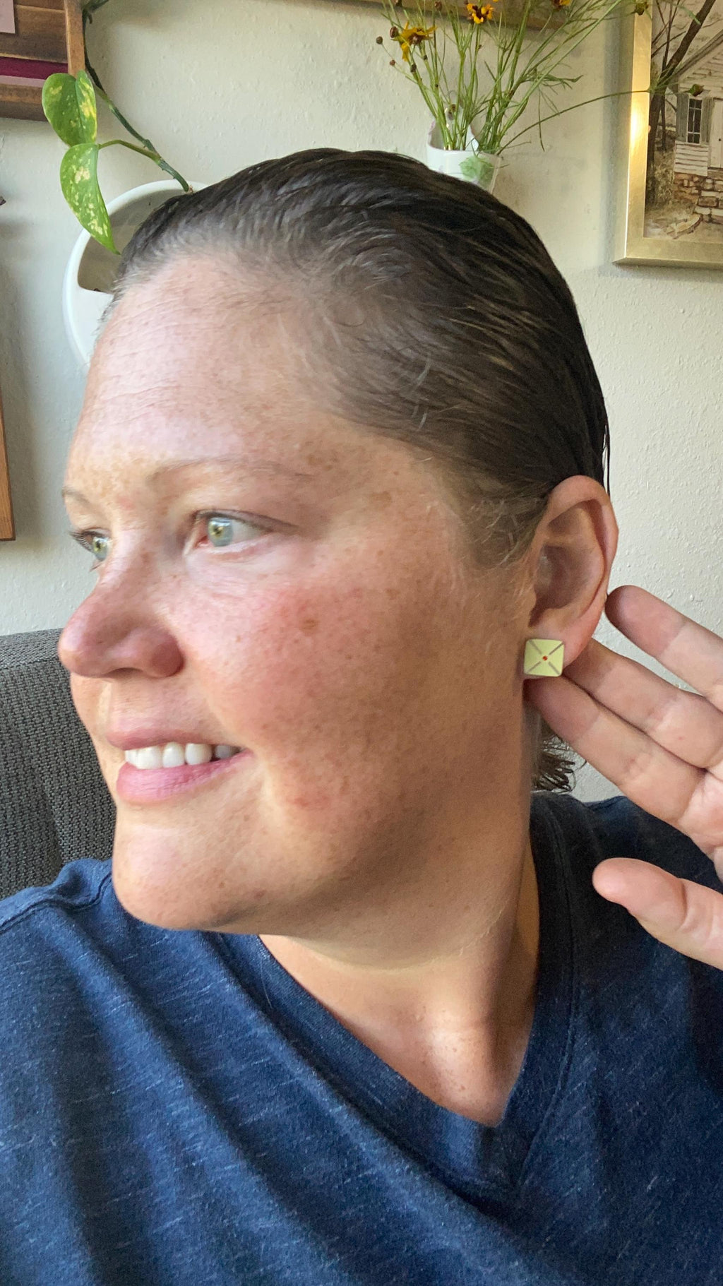 Vintage Recycled Tin Earrings, Stud Earrings