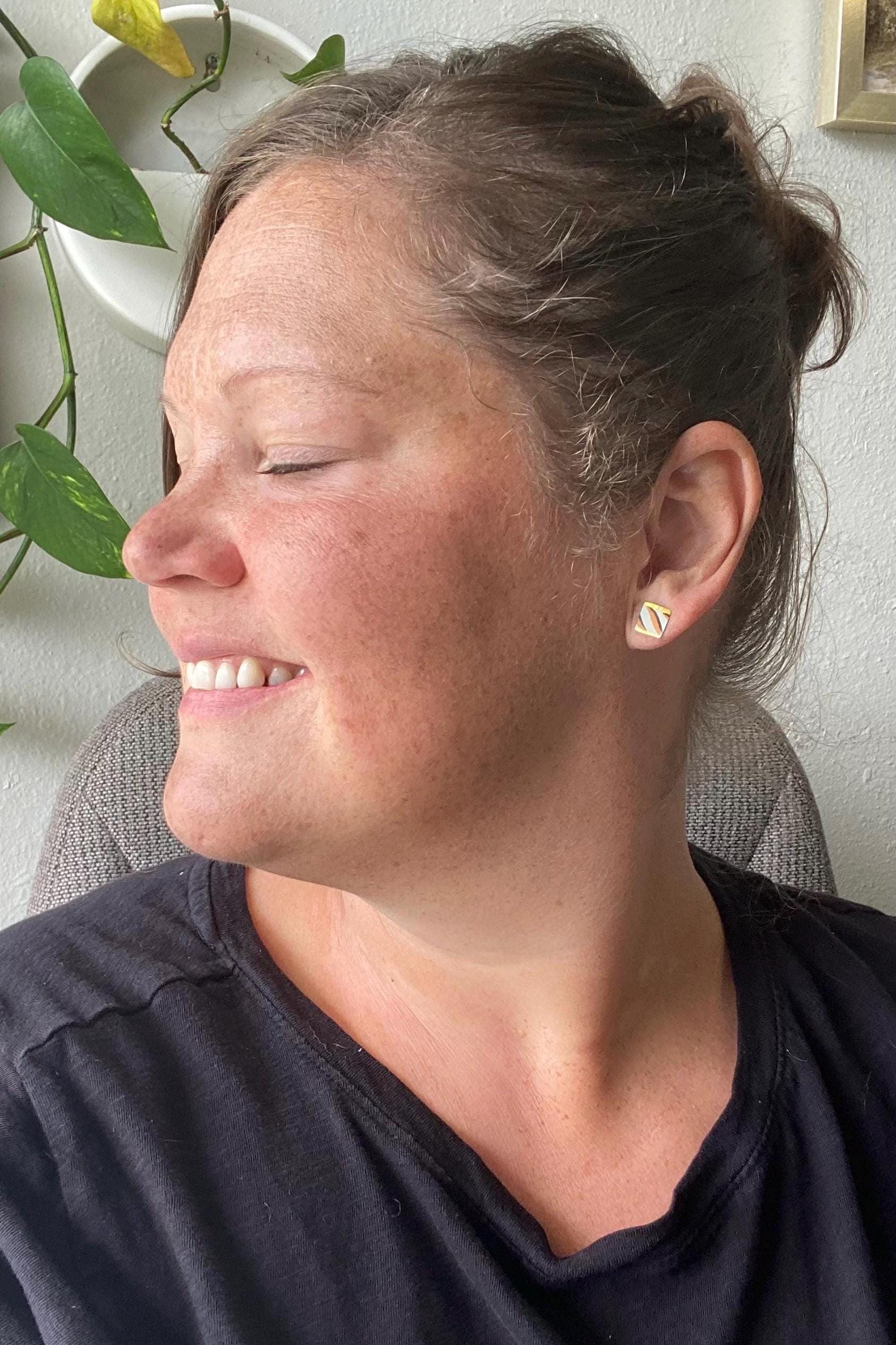 Vintage Recycled Tin Earrings, Stud Earrings