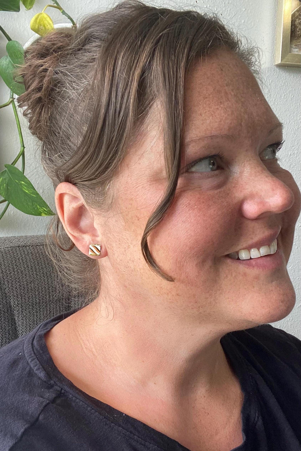 Vintage Recycled Tin Earrings, Stud Earrings