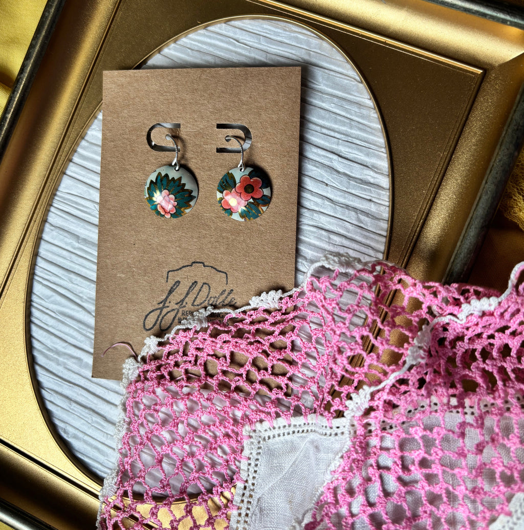 Vintage Tin Earrings – Lightweight Floral Earrings