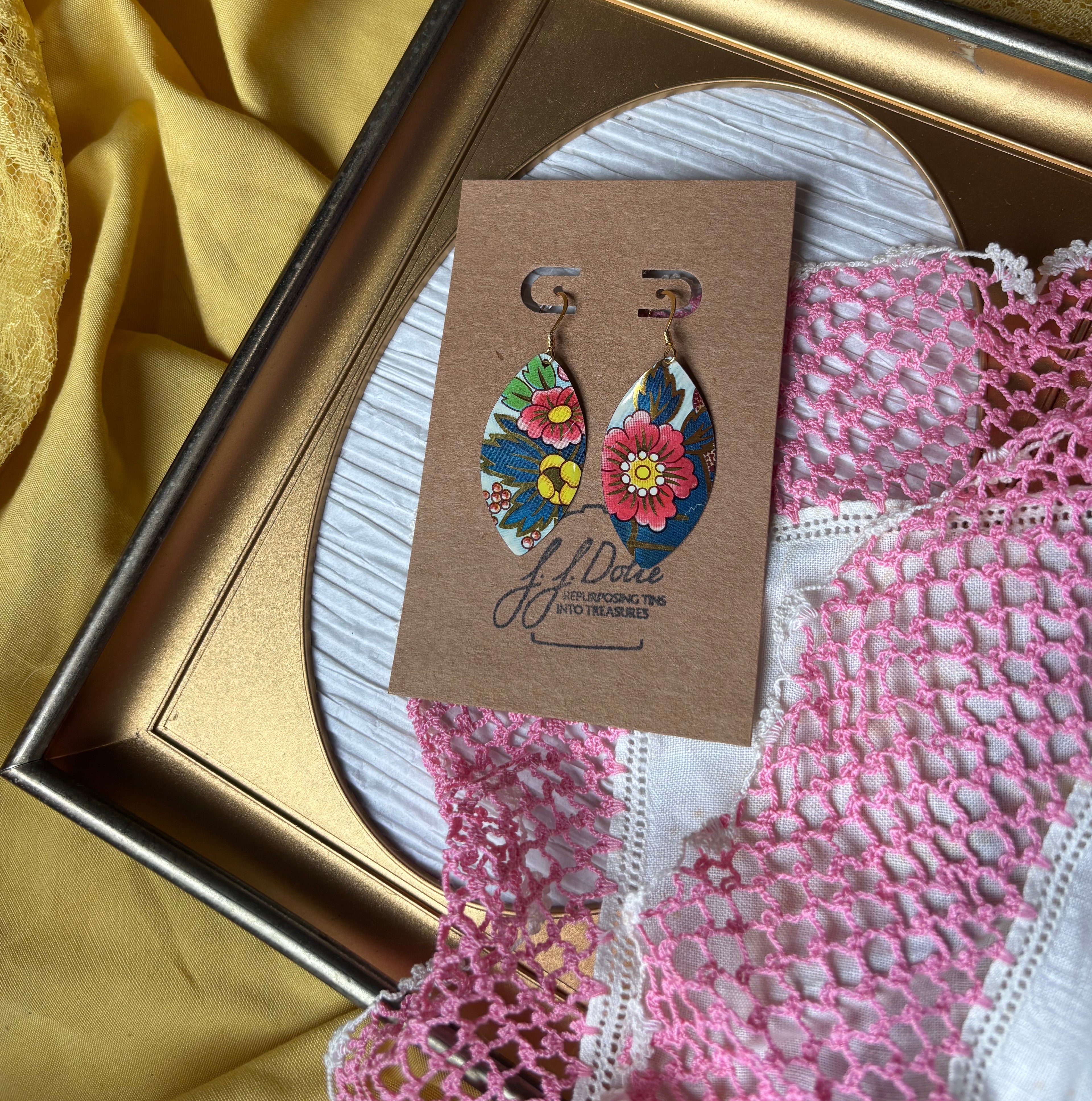 Vintage Tin Earrings – Lightweight Floral Earrings