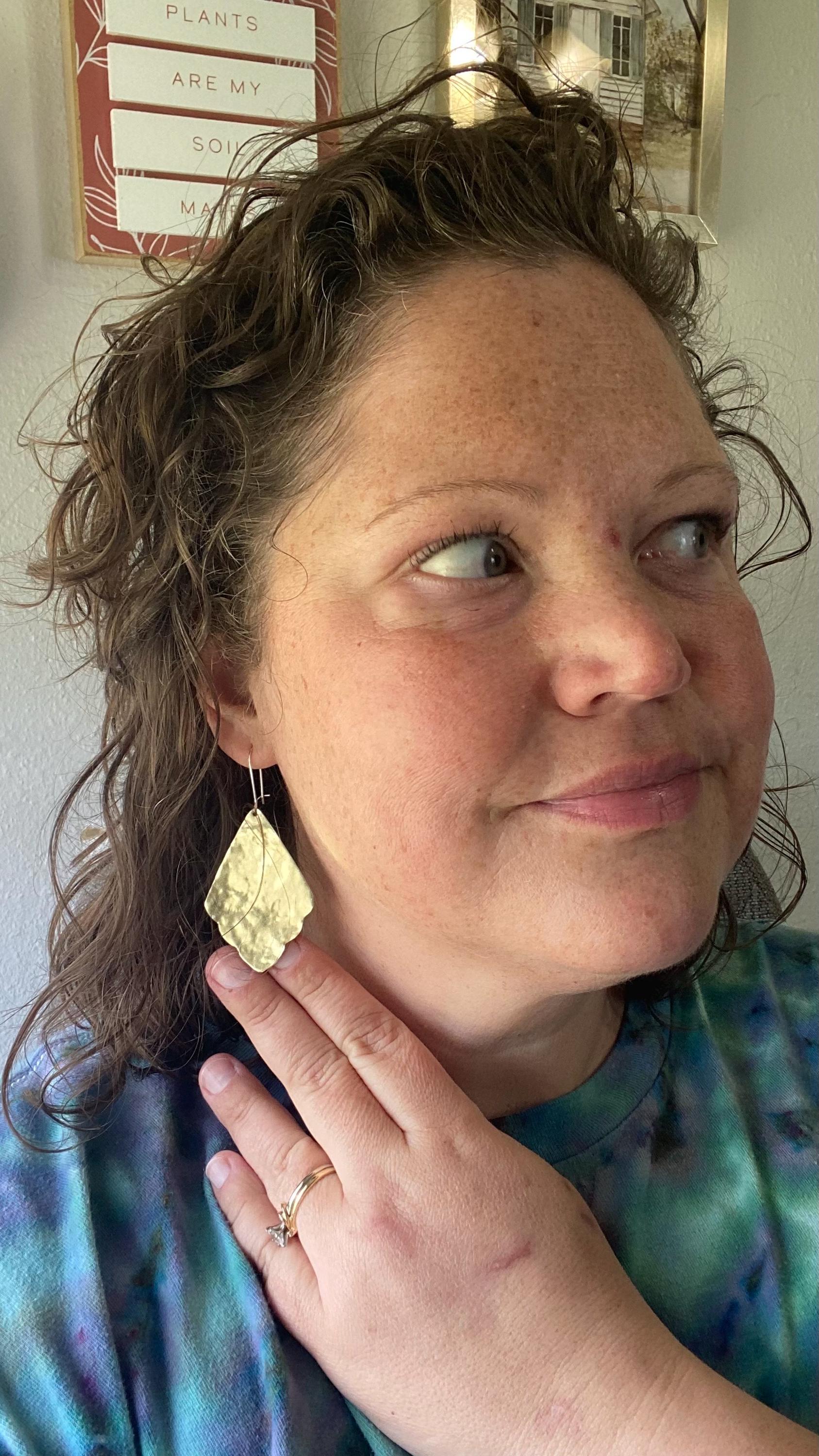 Eco-Friendly Earrings | Upcycled Vintage Tin Jewelry | Art Deco Statement Dangles | Mixed Metal Earrings