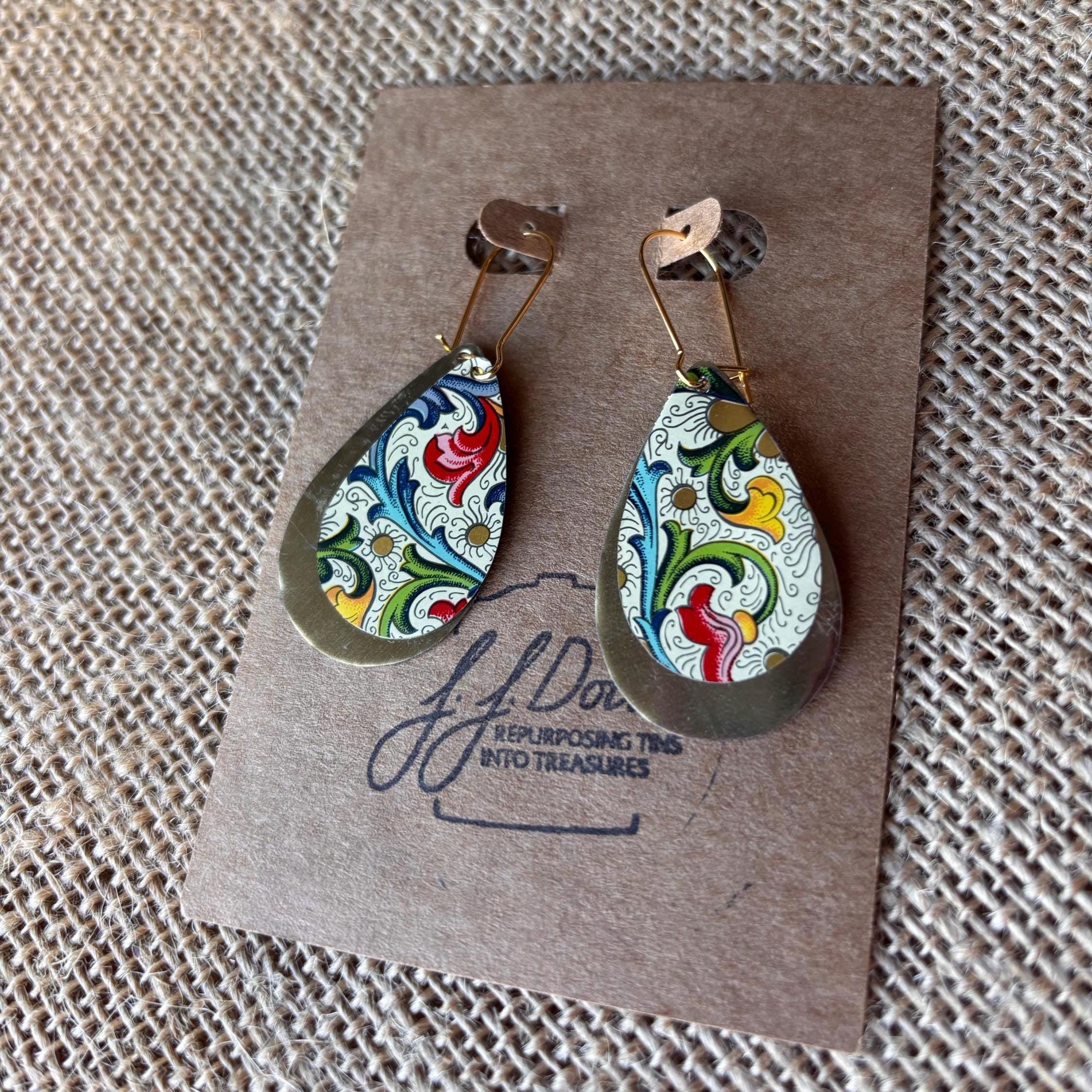 Eco-Friendly Earrings | Upcycled Vintage Tin Jewelry