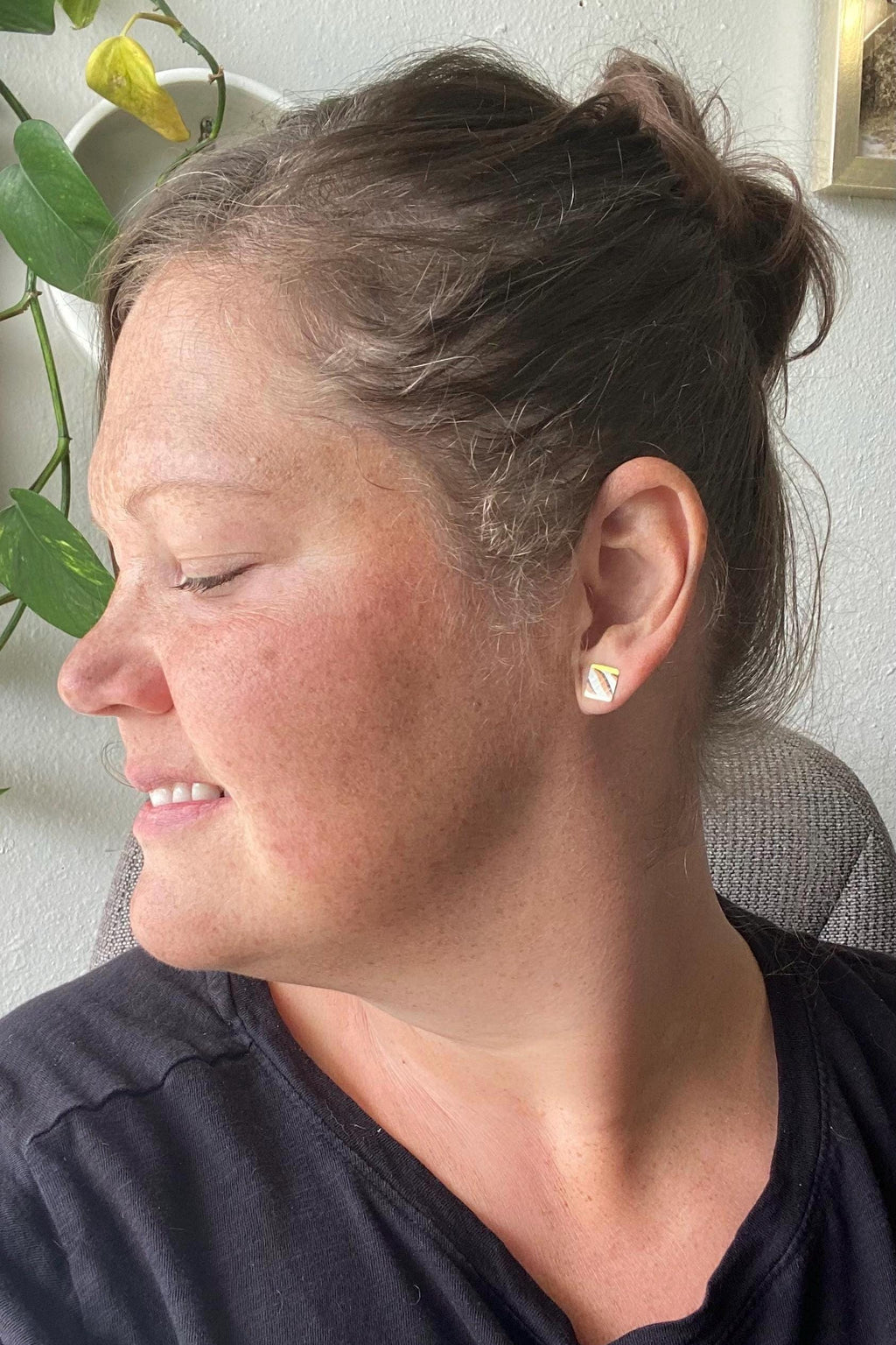 Vintage Recycled Tin Earrings, Stud Earrings