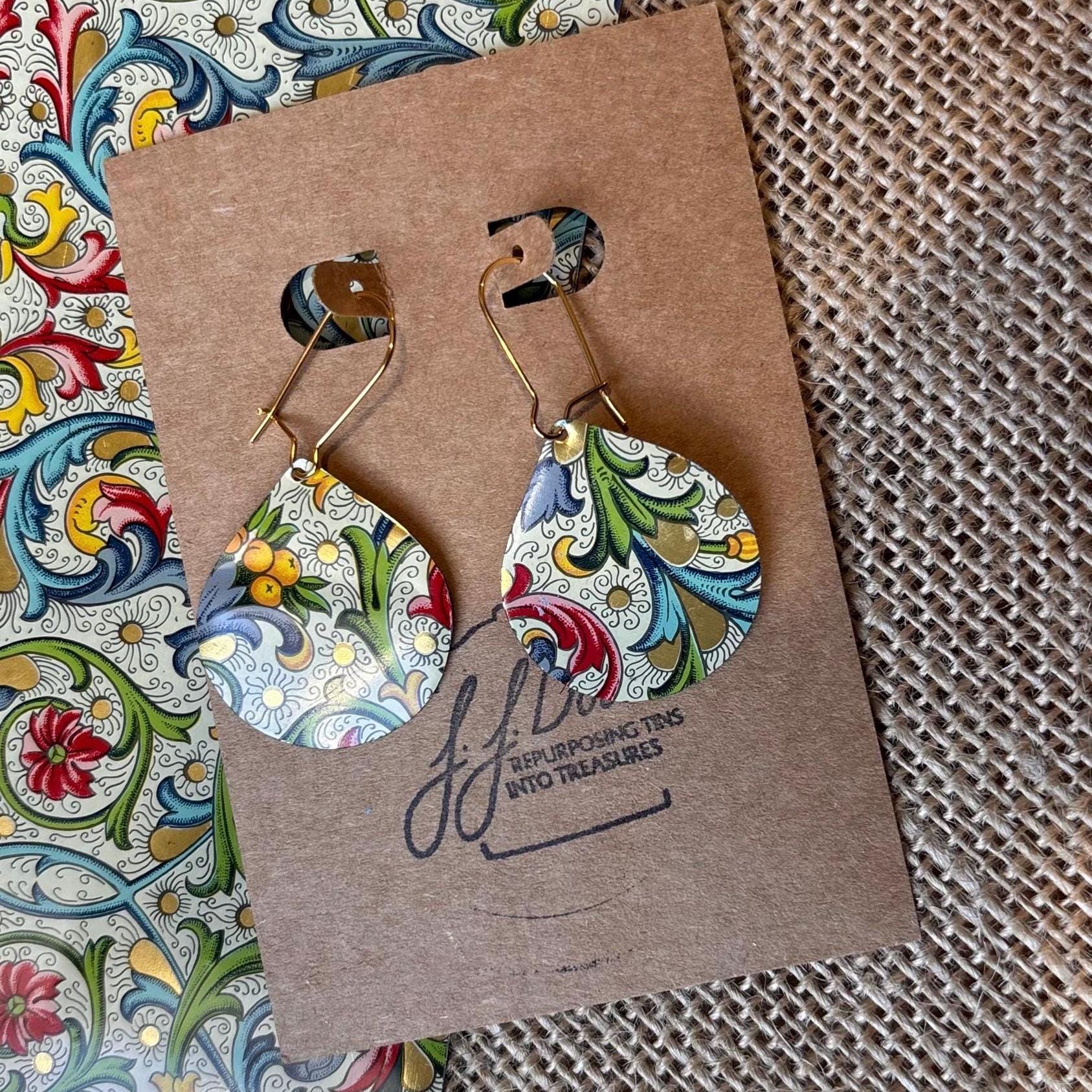 Eco-Friendly Earrings | Upcycled Vintage Tin Jewelry