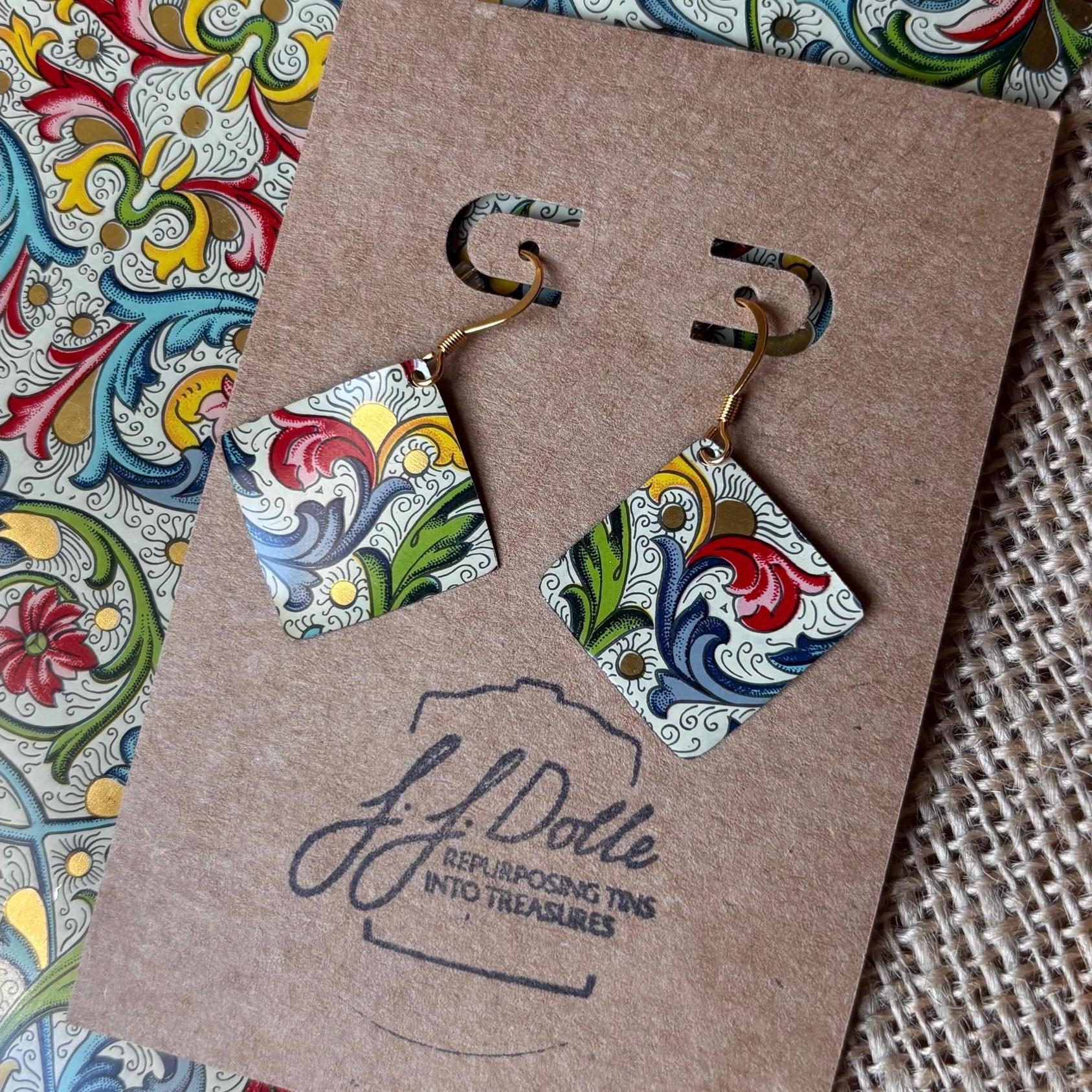 Eco-Friendly Earrings | Upcycled Vintage Tin Jewelry