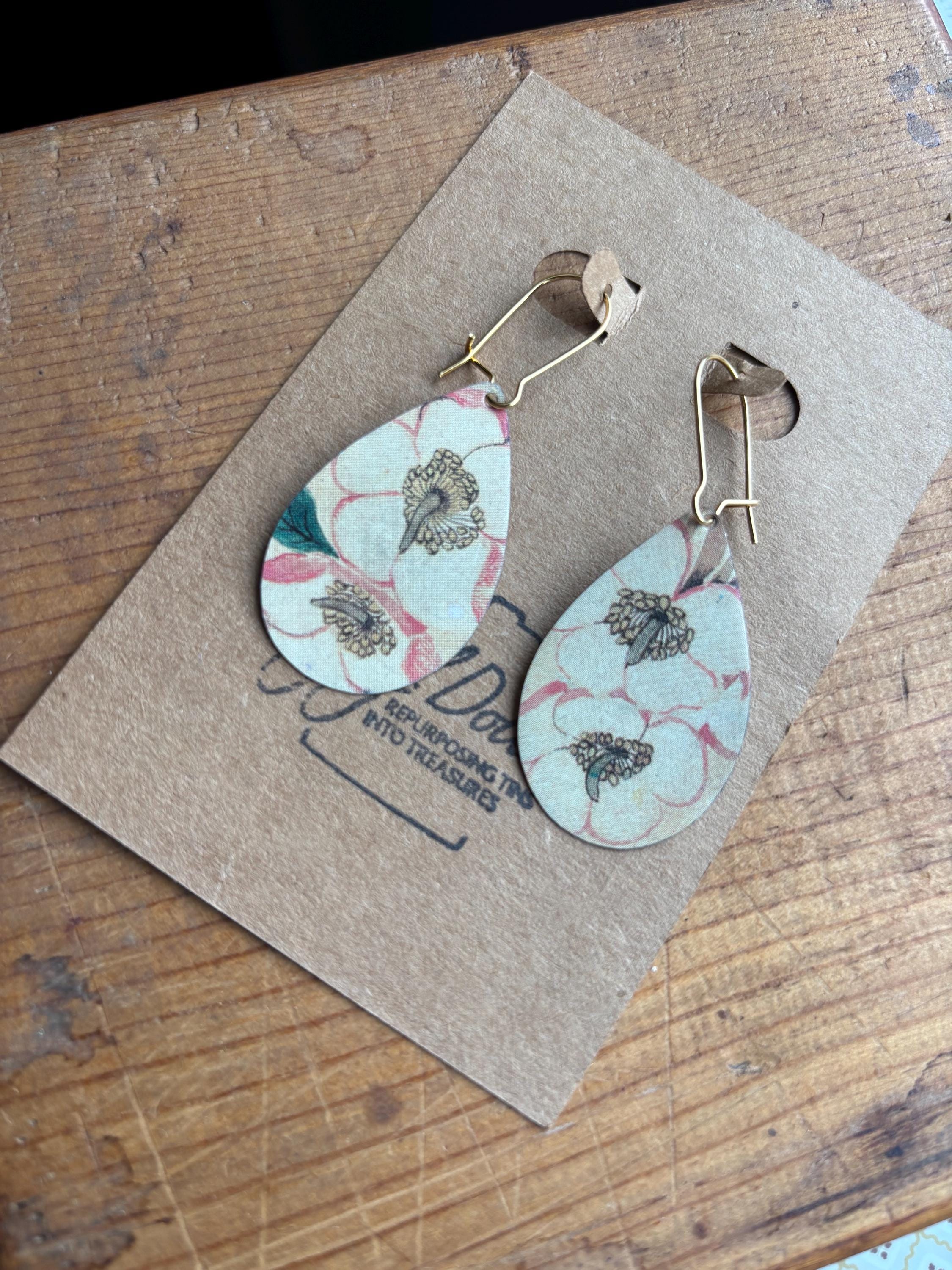 Eco-Friendly Earrings | Upcycled Vintage Tin Jewelry | Floral Jewelry