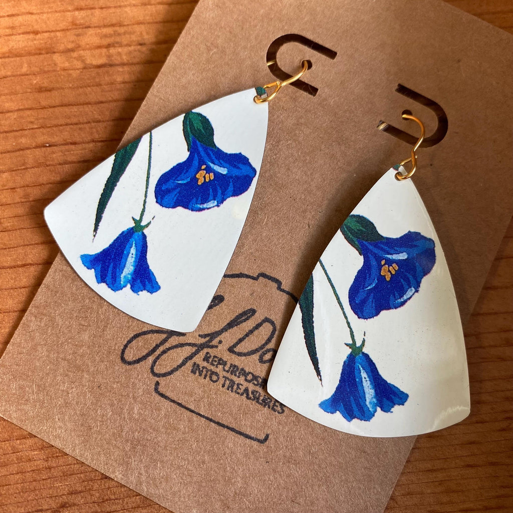 Vintage Tin Earrings, Repurposed Tin Jewelry