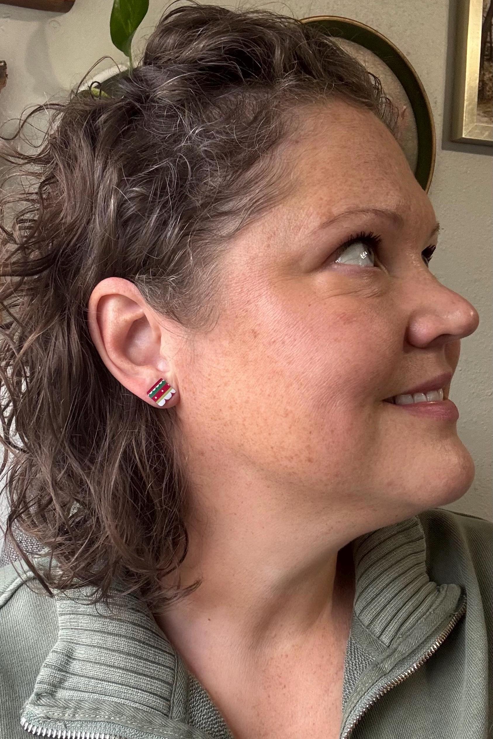 Vintage Recycled Tin Earrings, Stud Earrings