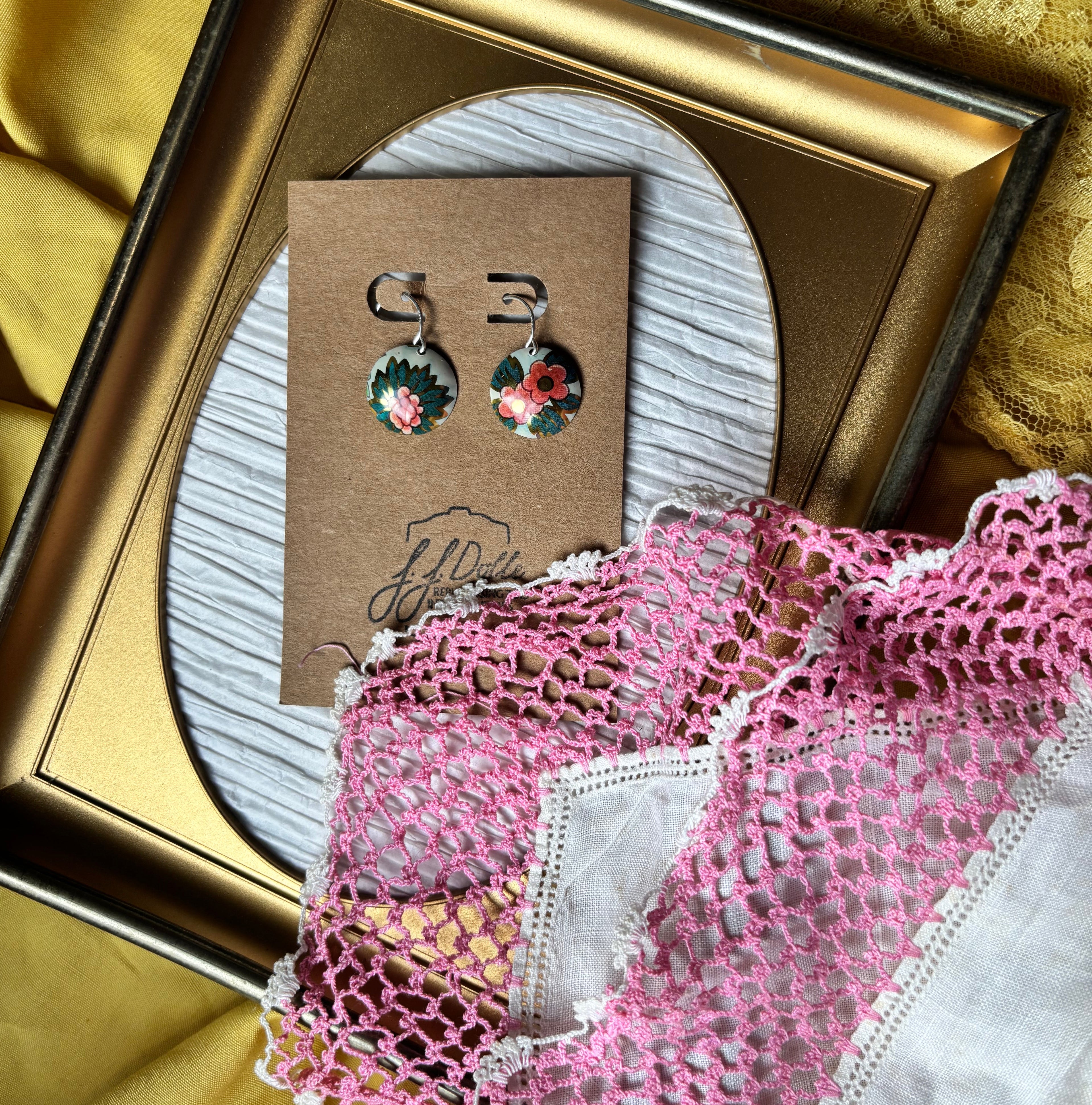 Vintage Tin Earrings – Lightweight Floral Earrings