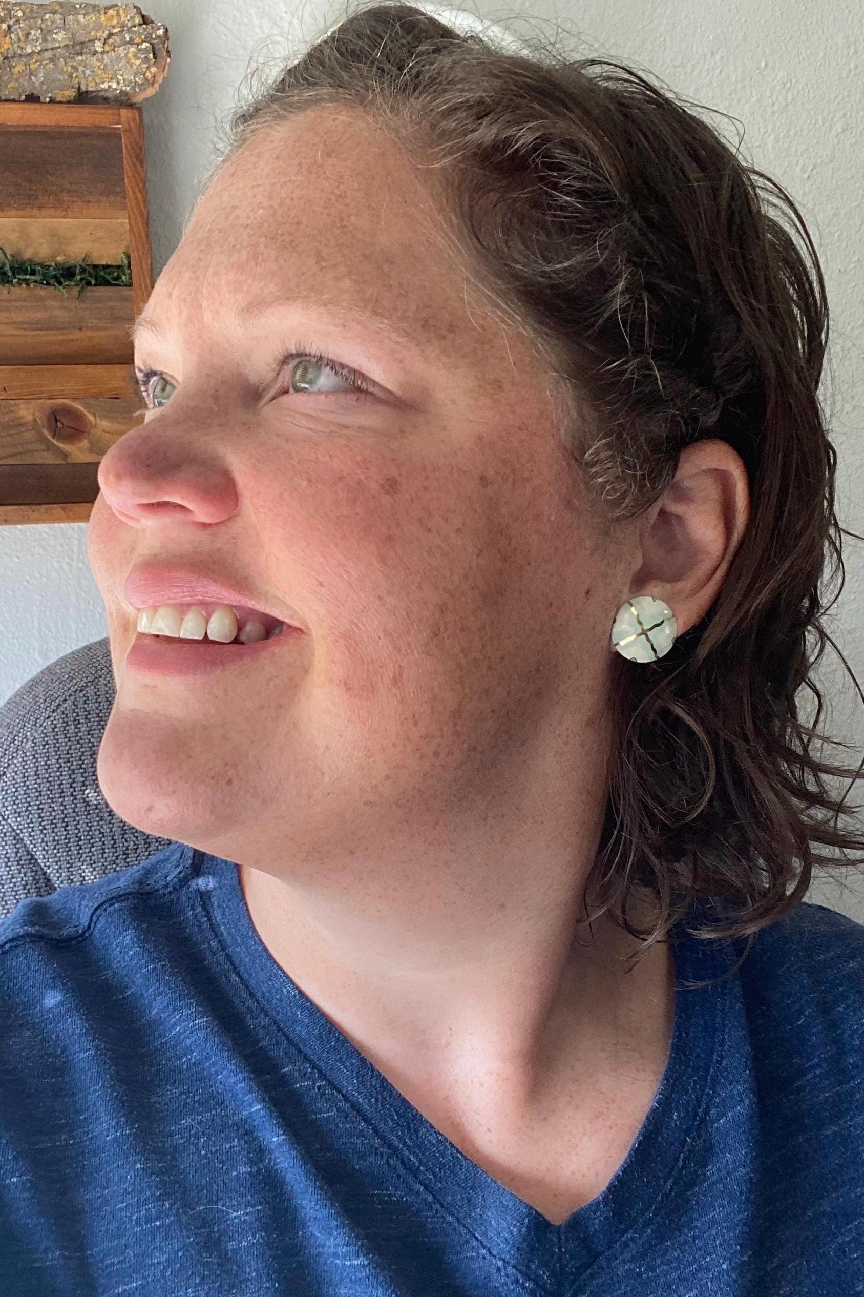 Vintage Tin Domed Stud Earrings | Upcycled Jewelry | Titanium Hypoallergenic Posts | Eco-Friendly Repurposed Tin Earrings