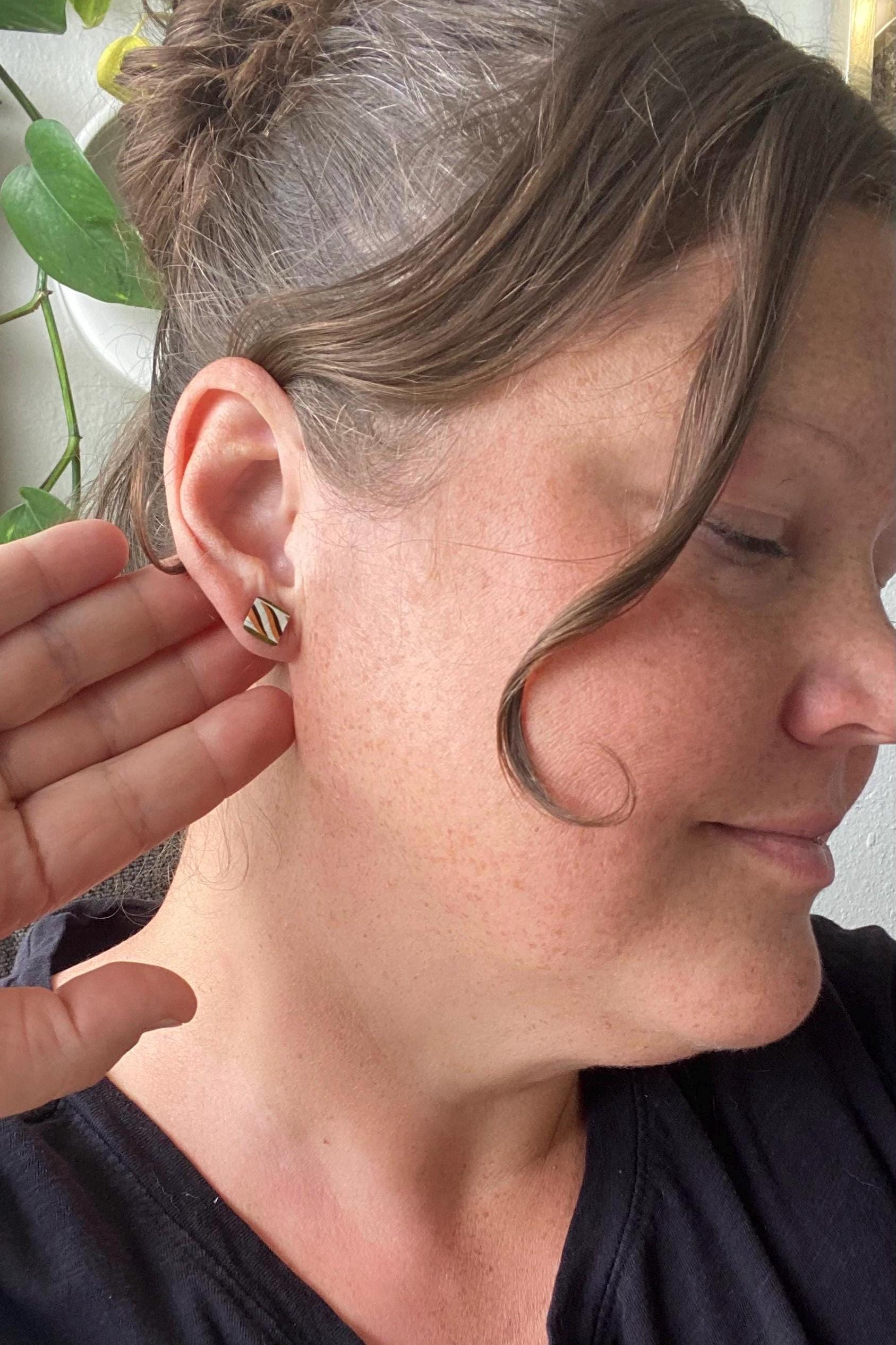 Vintage Recycled Tin Earrings, Stud Earrings