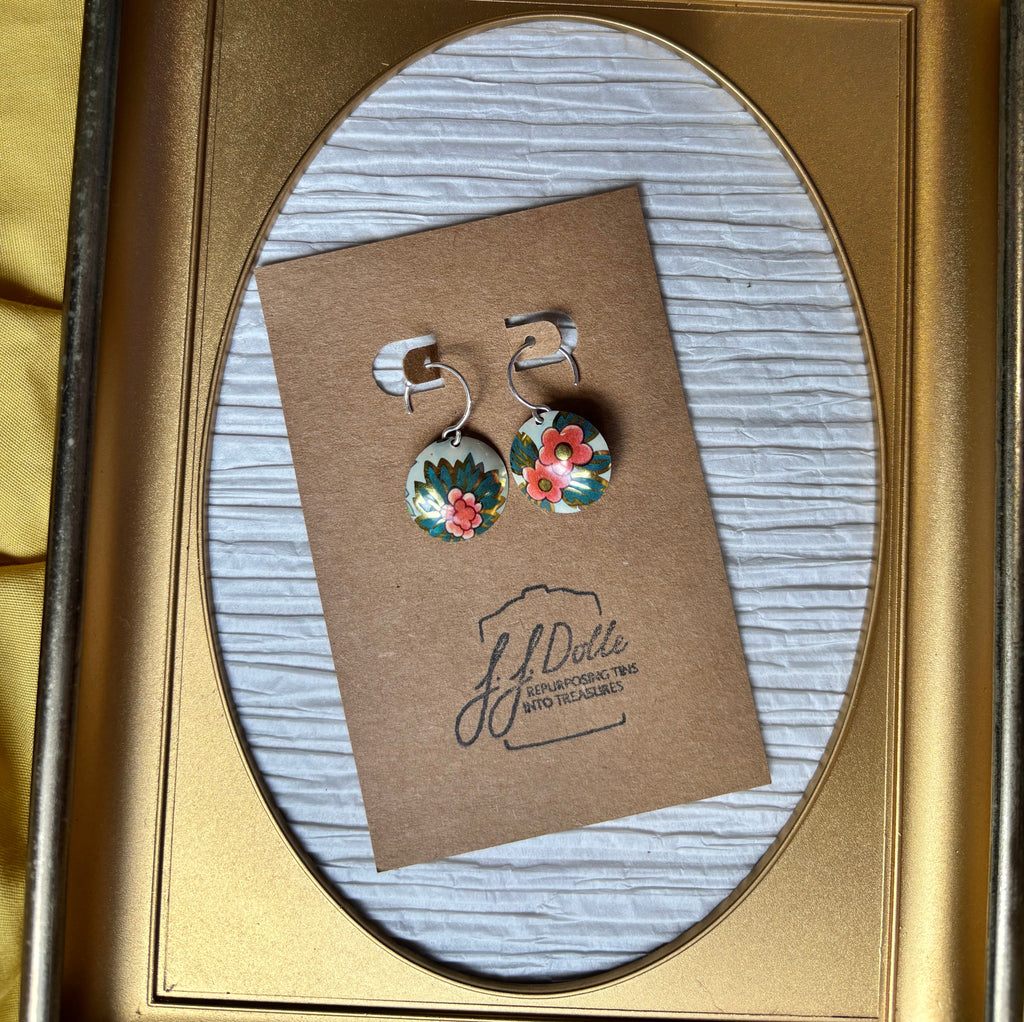 Vintage Tin Earrings – Lightweight Floral Earrings