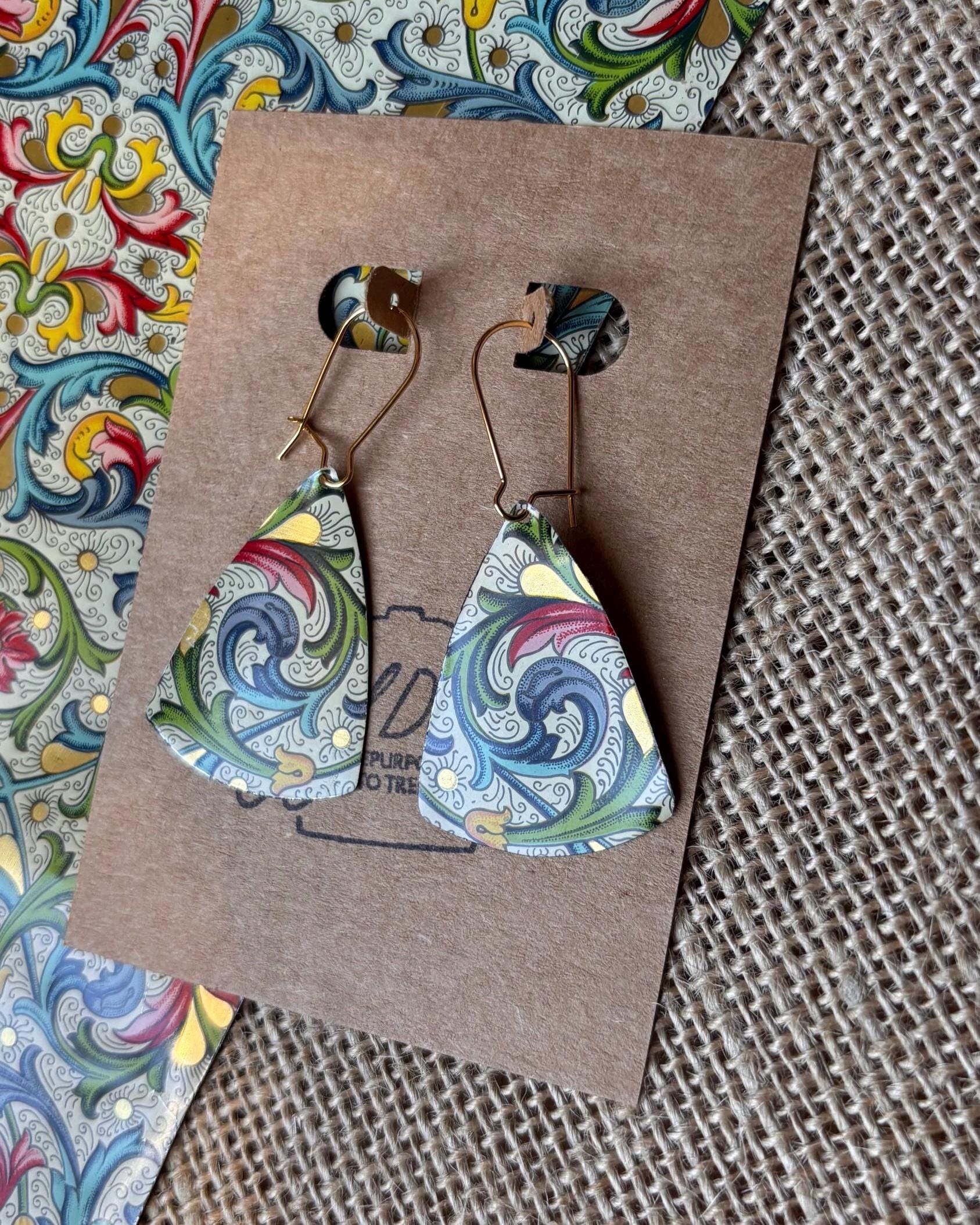 Eco-Friendly Earrings | Upcycled Vintage Tin Jewelry
