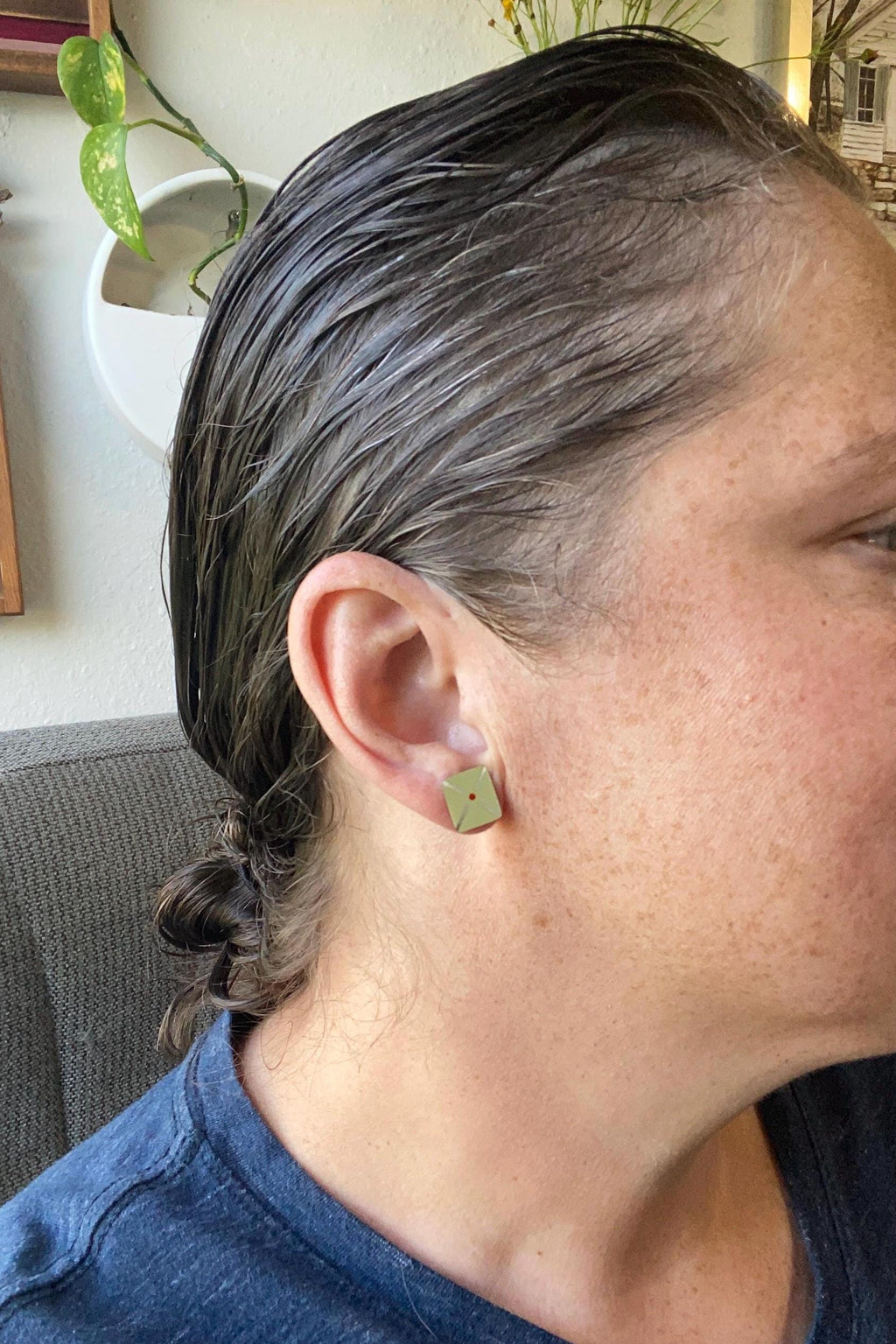 Vintage Recycled Tin Earrings, Stud Earrings