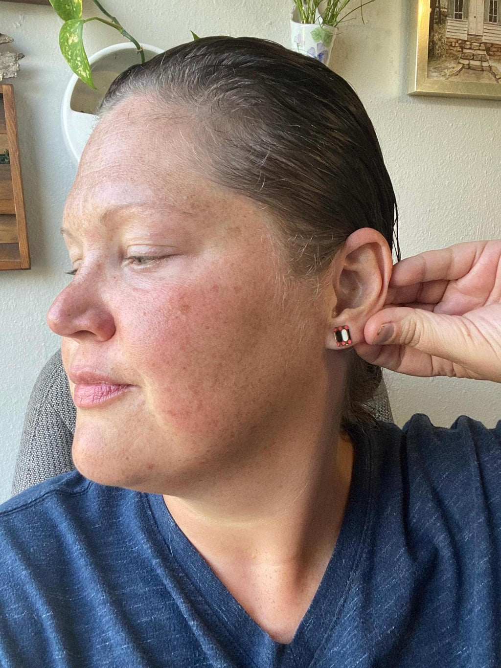 Vintage Recycled Tin Earrings, Stud Earrings