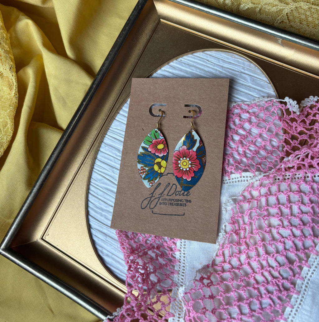 Vintage Tin Earrings – Lightweight Floral Earrings