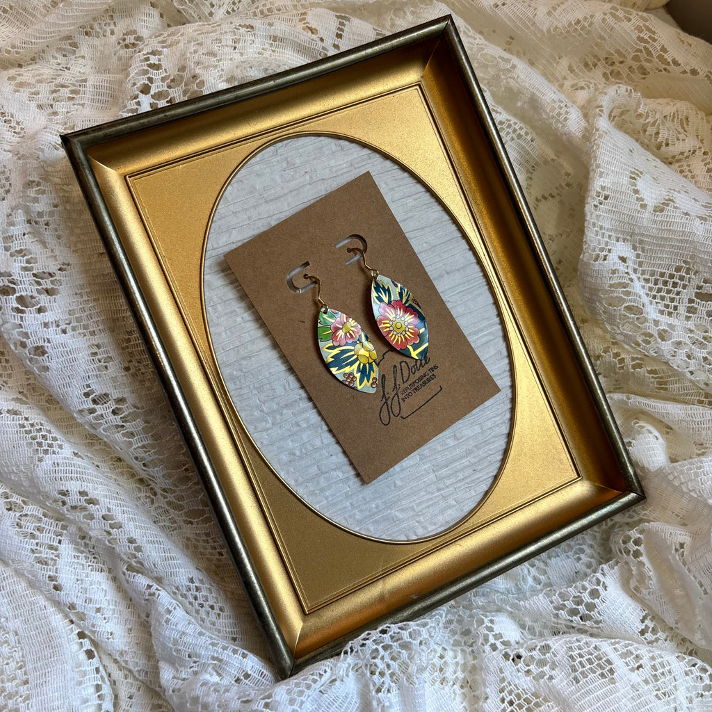 Vintage Tin Earrings – Lightweight Floral Earrings