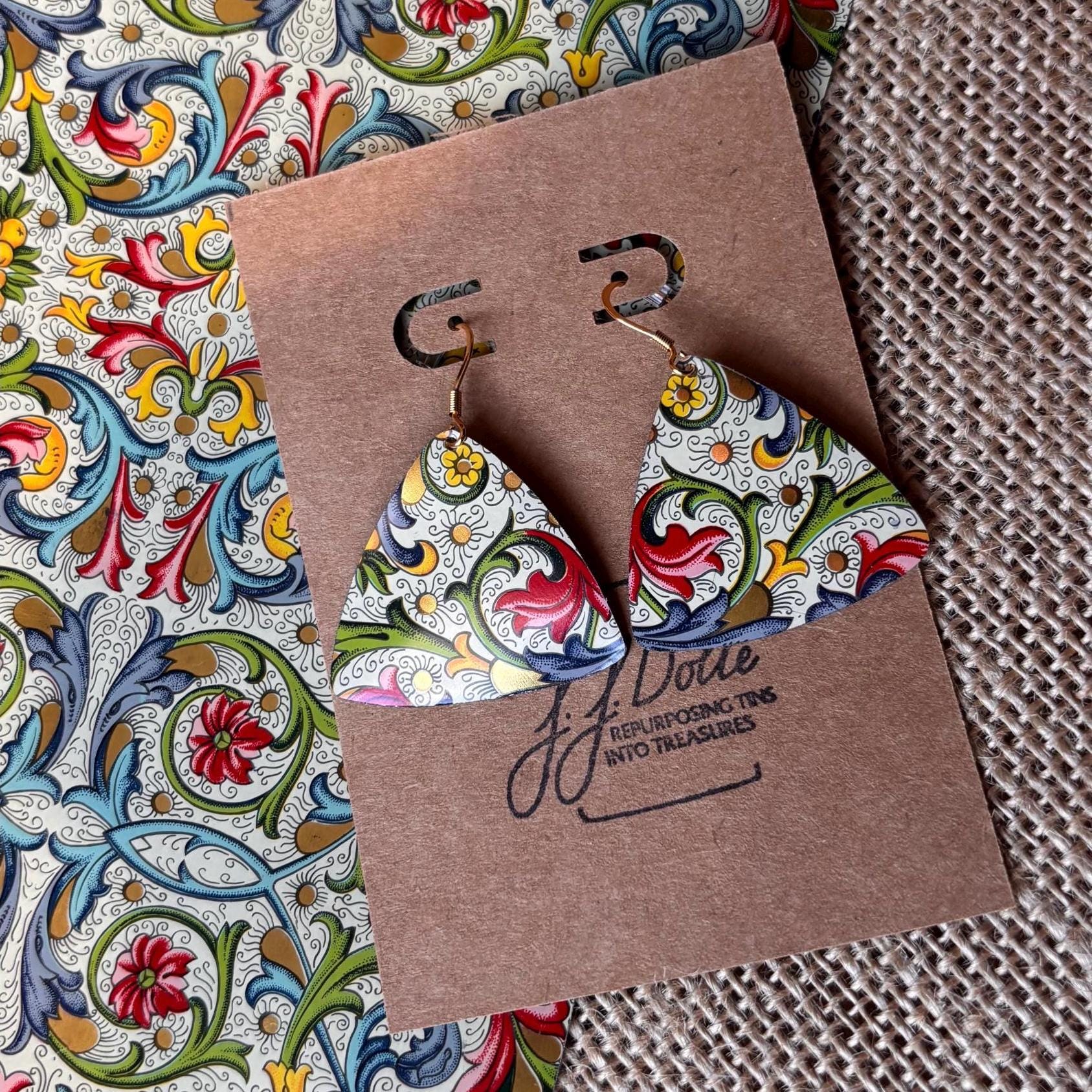 Eco-Friendly Earrings | Upcycled Vintage Tin Jewelry