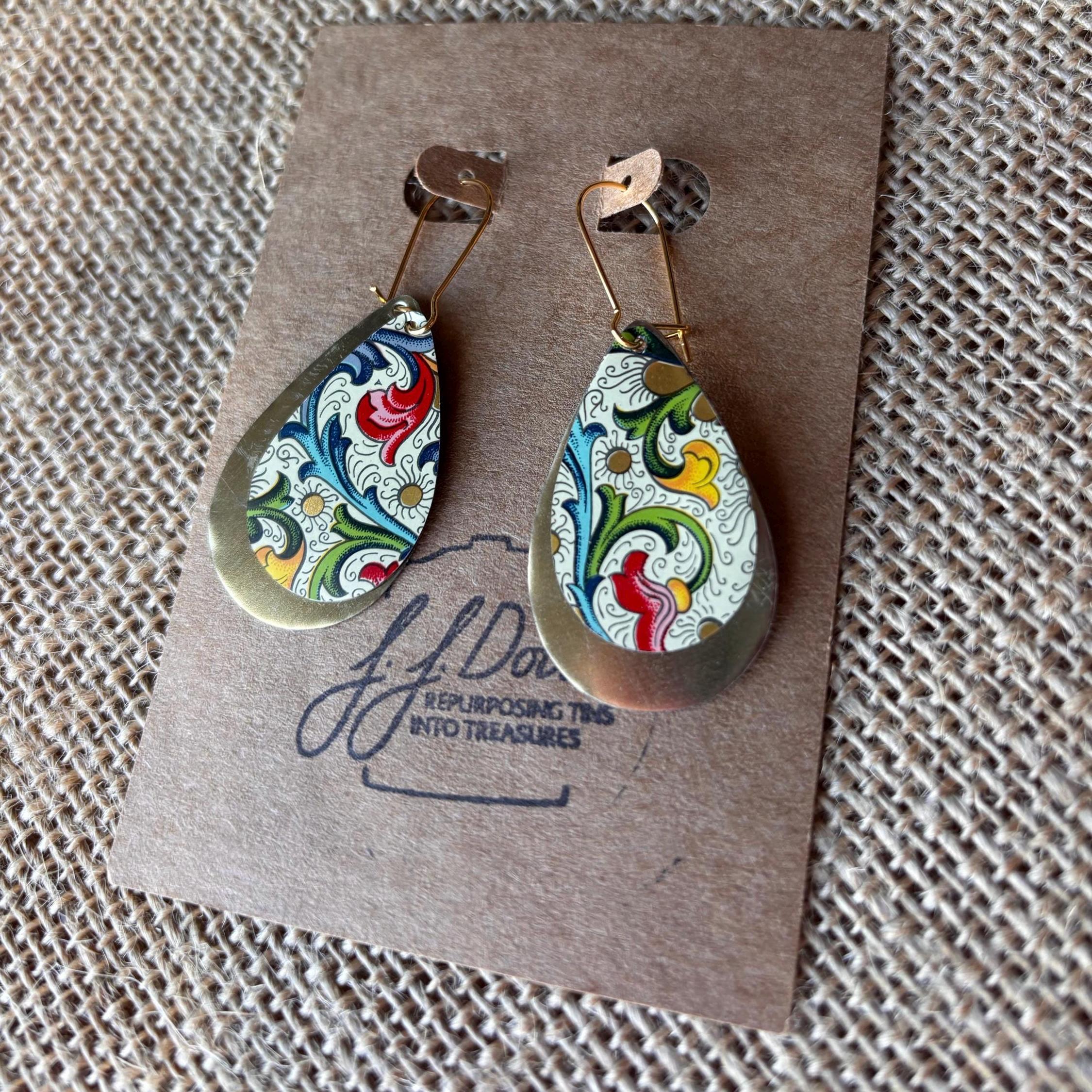 Eco-Friendly Earrings | Upcycled Vintage Tin Jewelry