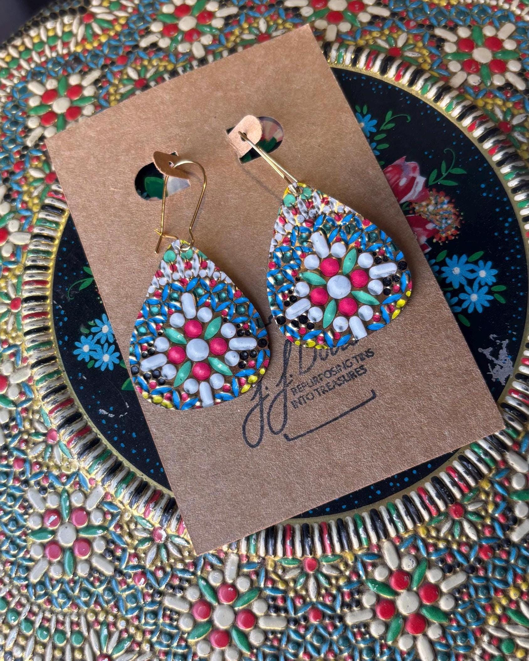 Eco-Friendly Earrings | Upcycled Vintage Tin Jewelry