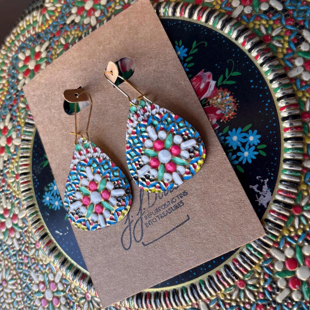 Eco-Friendly Earrings | Upcycled Vintage Tin Jewelry