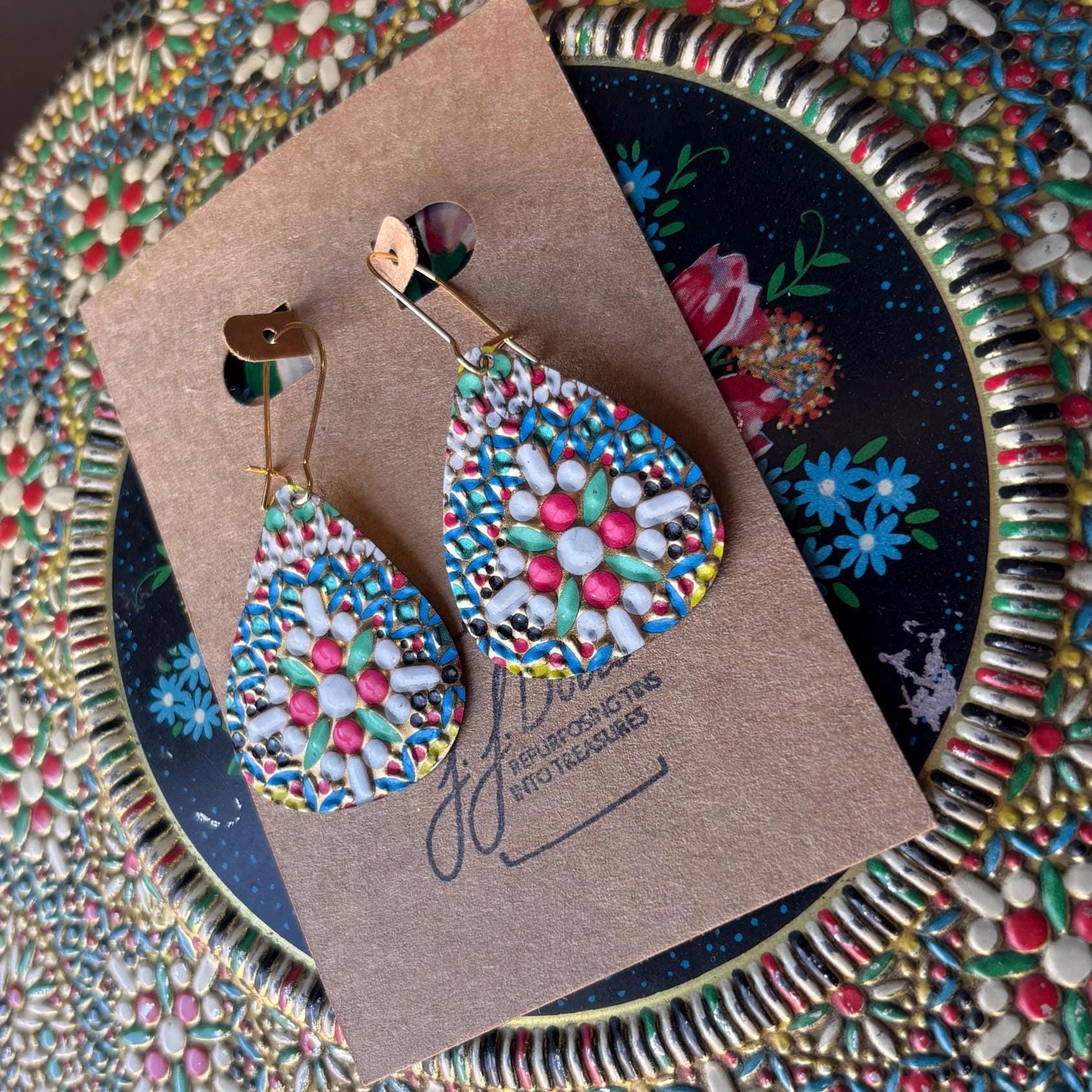 Eco-Friendly Earrings | Upcycled Vintage Tin Jewelry