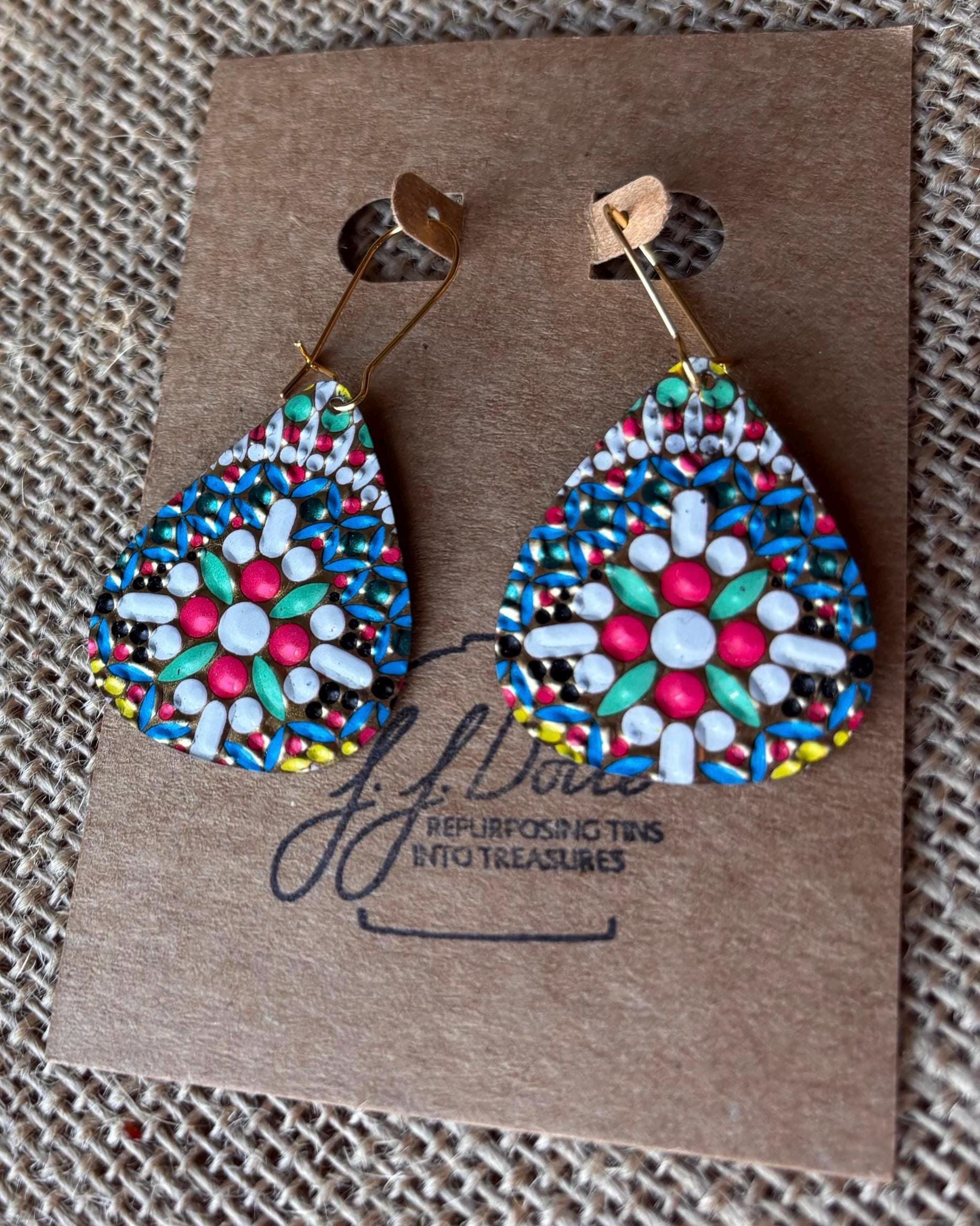 Eco-Friendly Earrings | Upcycled Vintage Tin Jewelry