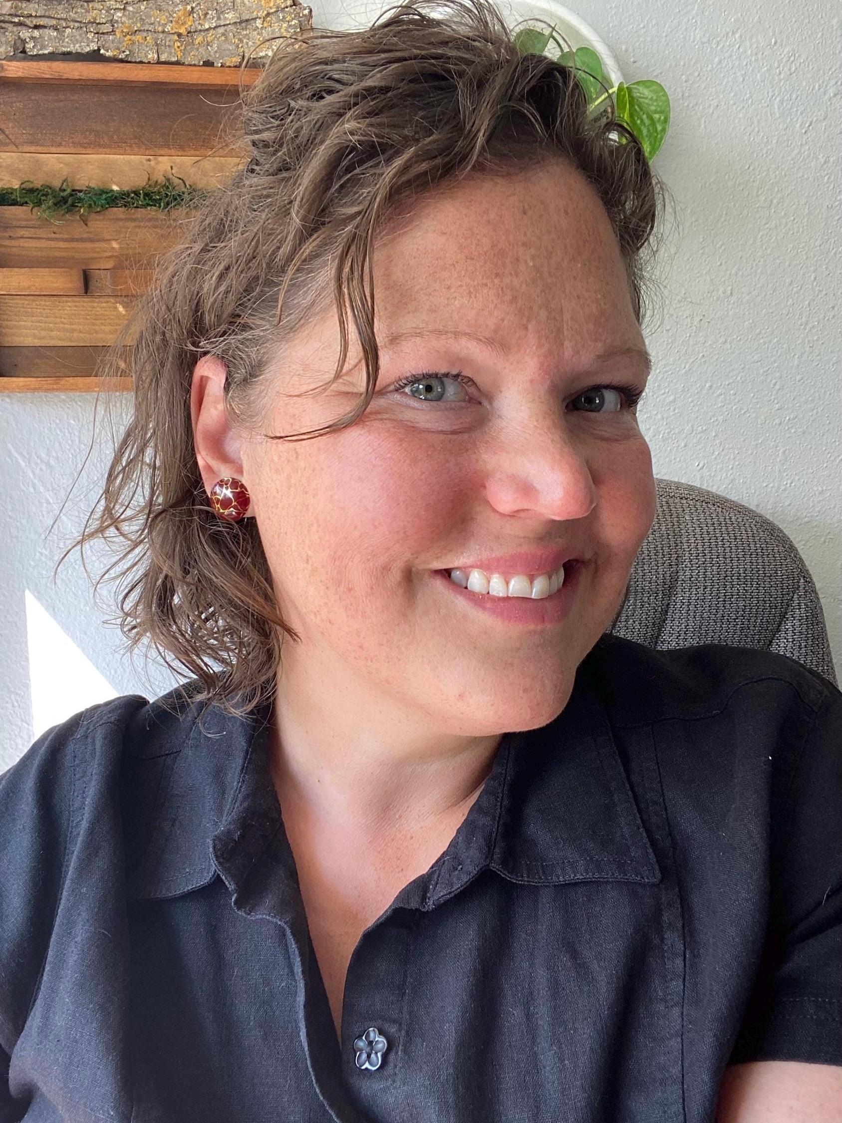 Vintage Tin Stud Earrings: Upcycled Domed Design, Hypoallergenic Titanium