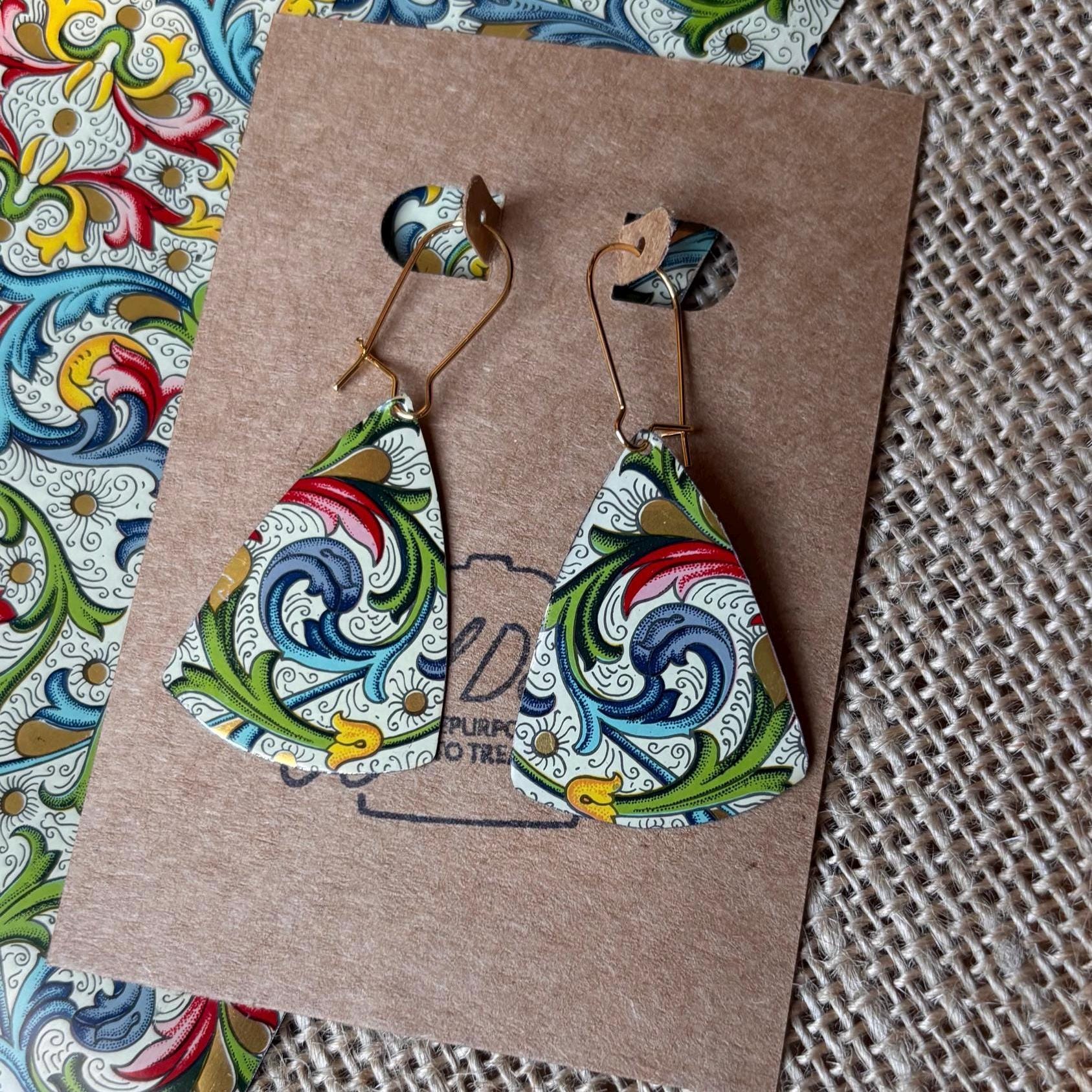 Eco-Friendly Earrings | Upcycled Vintage Tin Jewelry