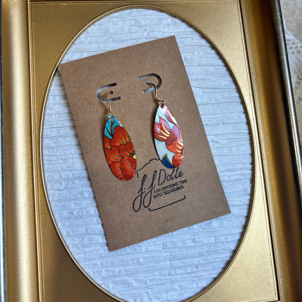 Vintage Tin Earrings – Lightweight Floral Earrings